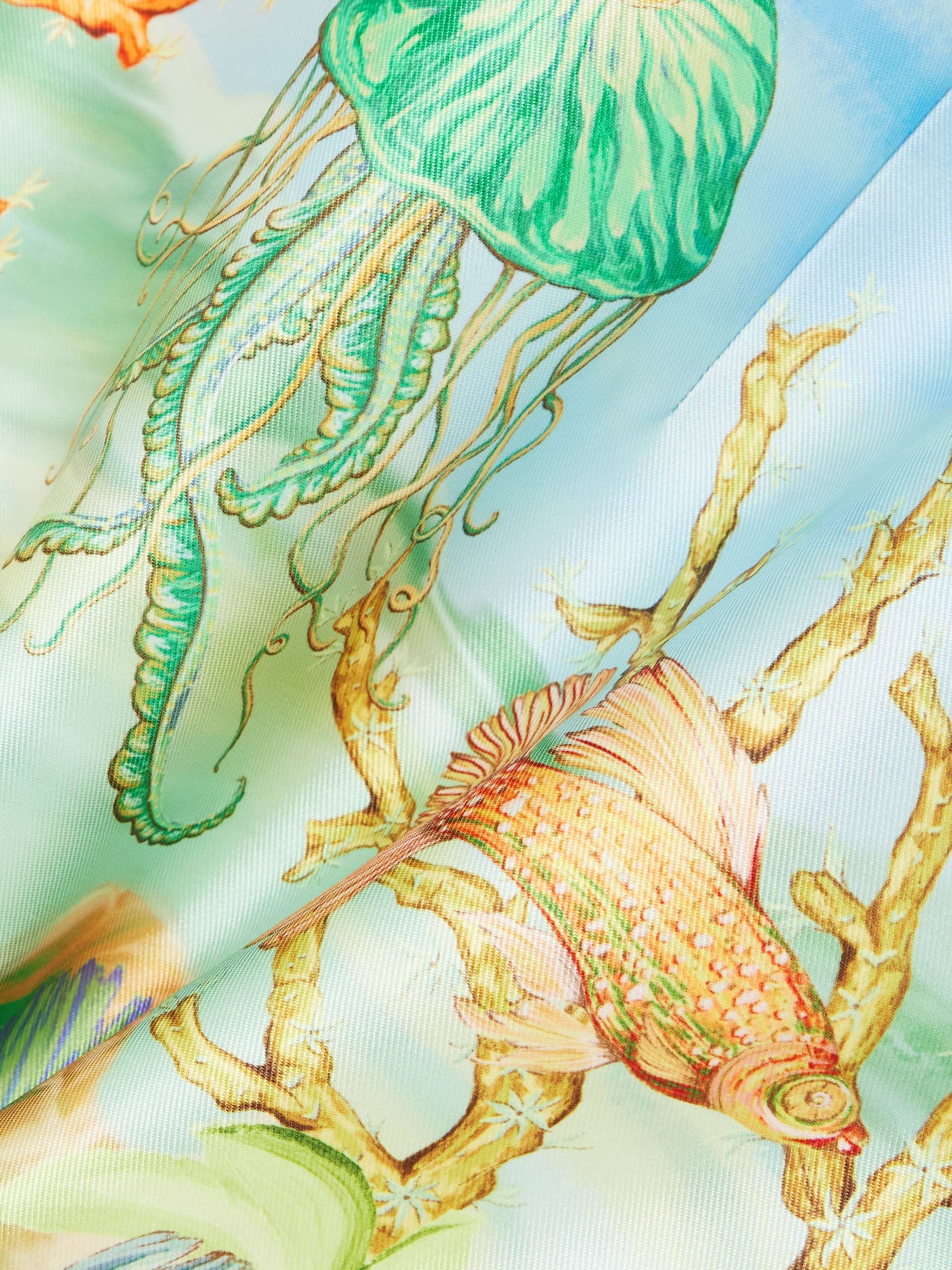 + Sam Pauletto Emerald Cove off-the-shoulder gathered printed recycled Duchesse-satin mini dress view