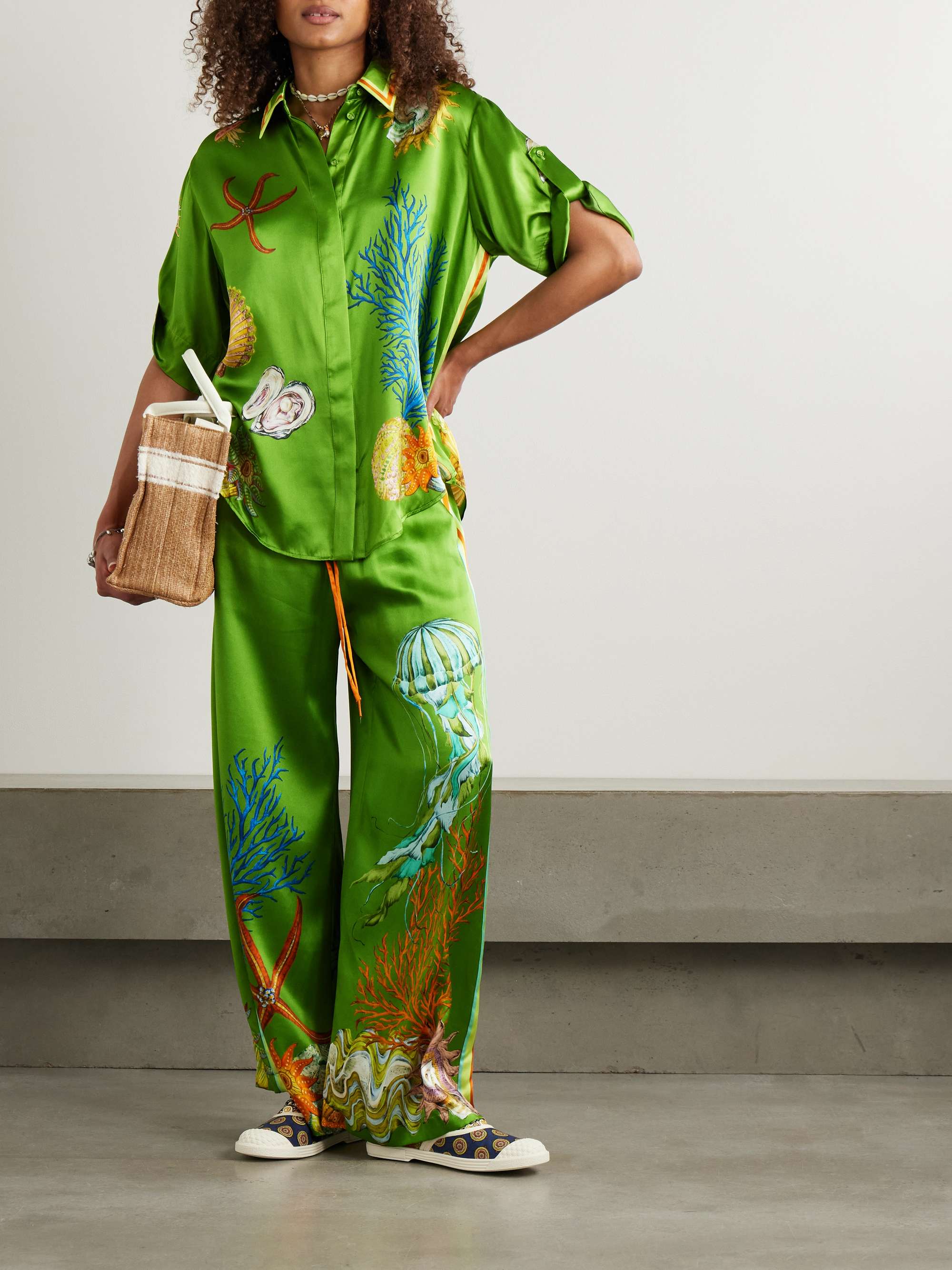 + Sam Pauletto Aquatica printed silk-satin shirt view