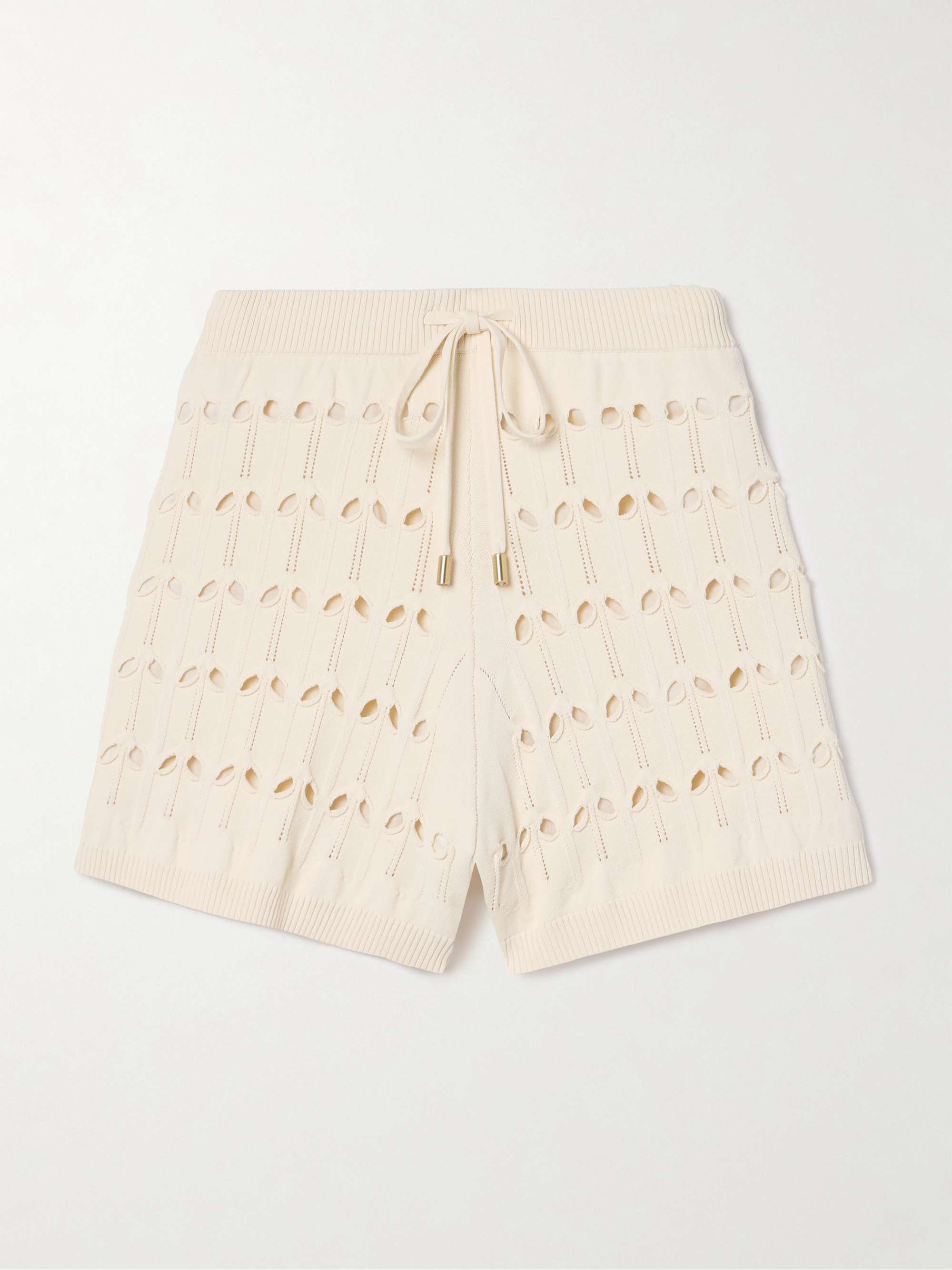 Rhiannon cutout pointelle-knit shorts view