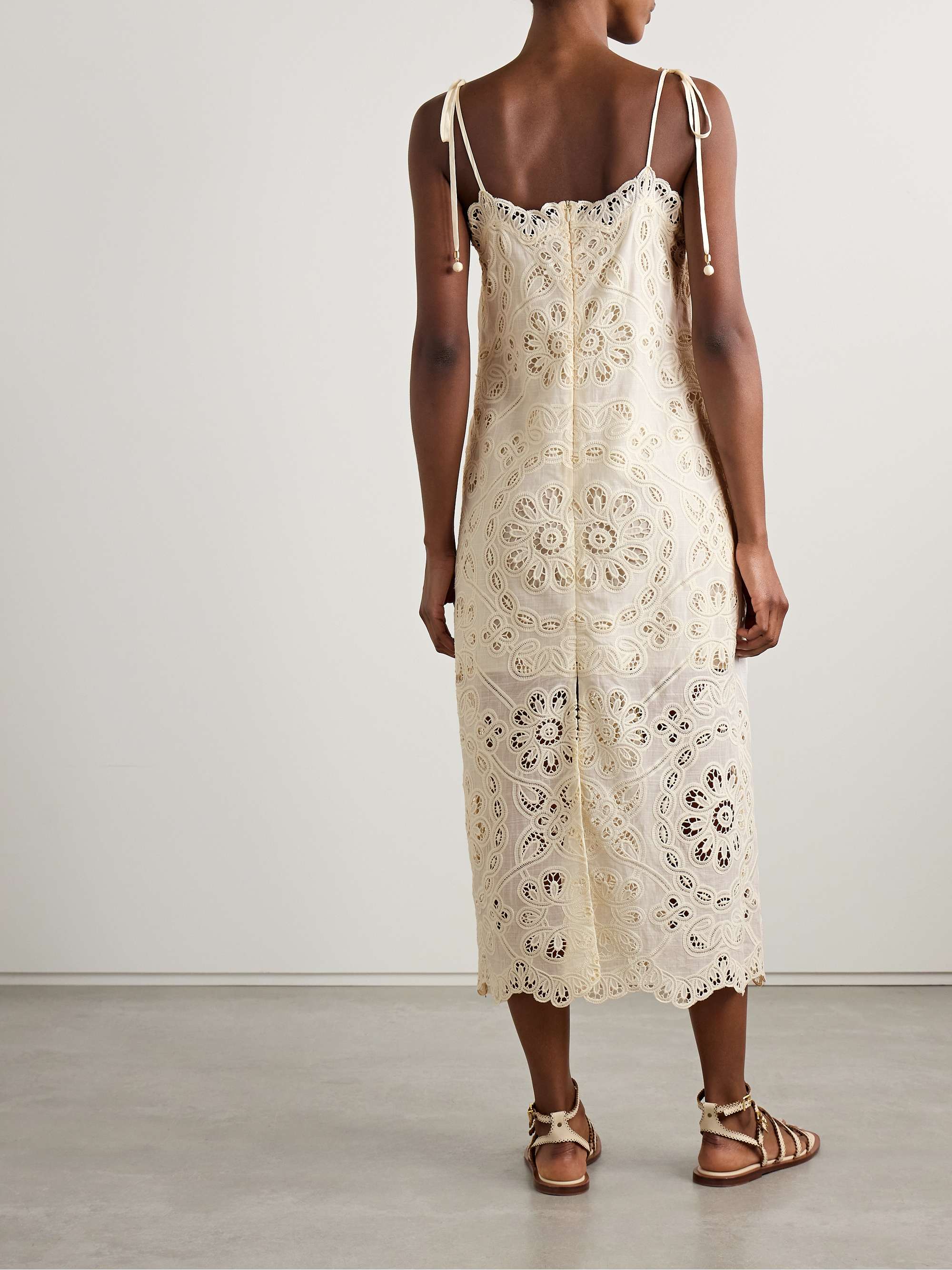Rhiannon guipure lace-trimmed voile midi dress view