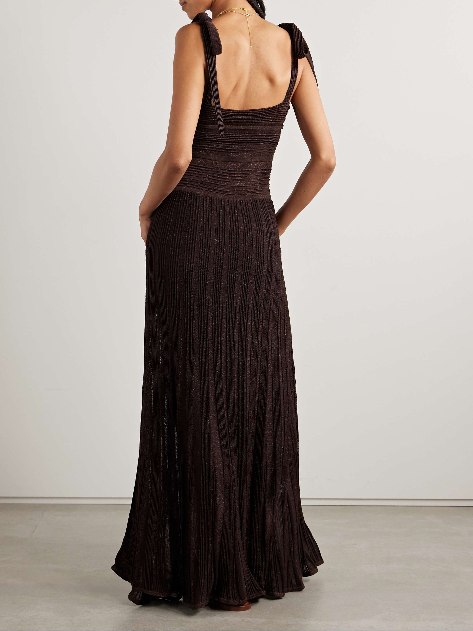 Lucky metallic ribbed stretch-knit maxi dress view
