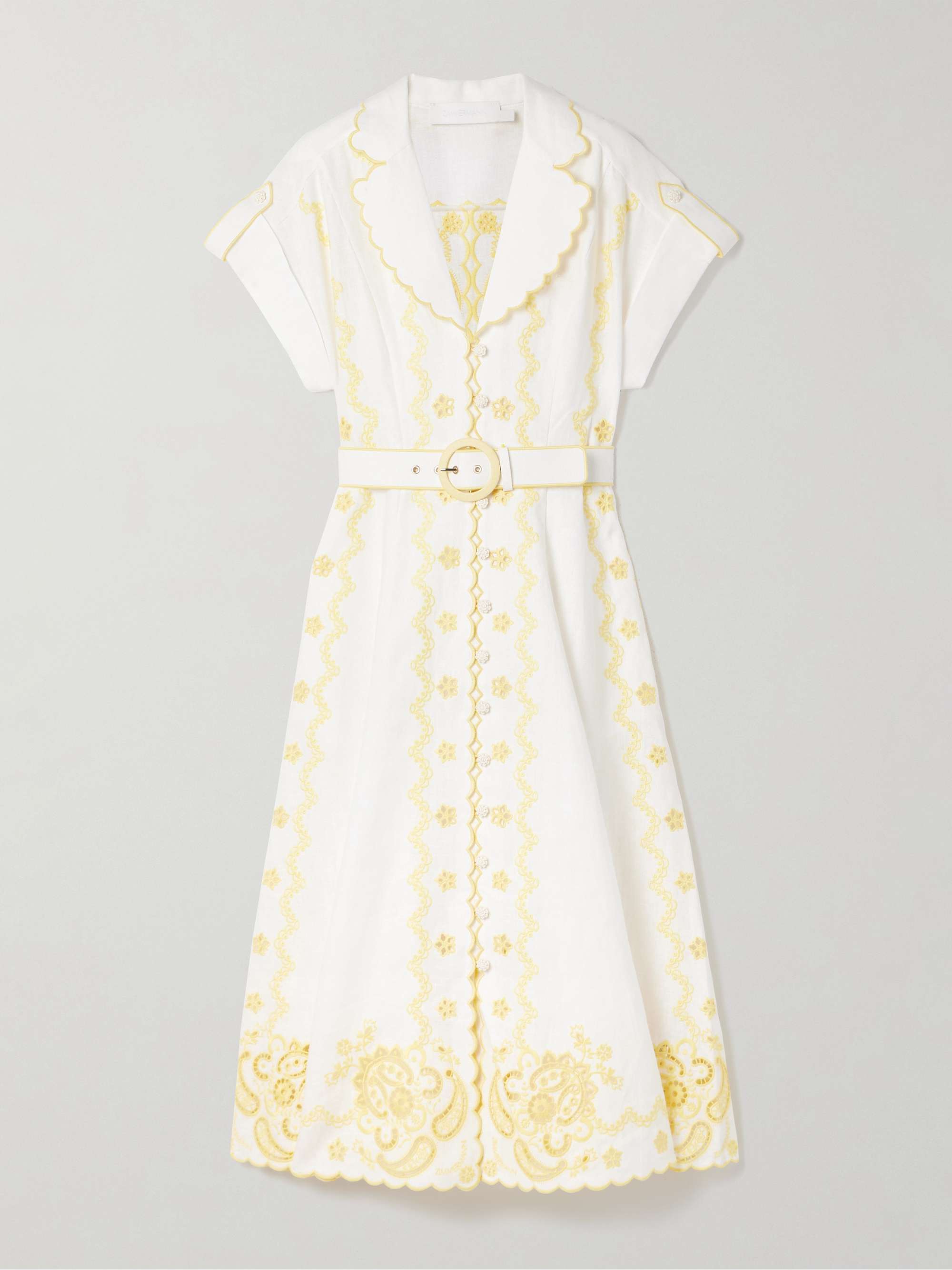 Lucky belted broderie anglaise linen midi shirt dress view
