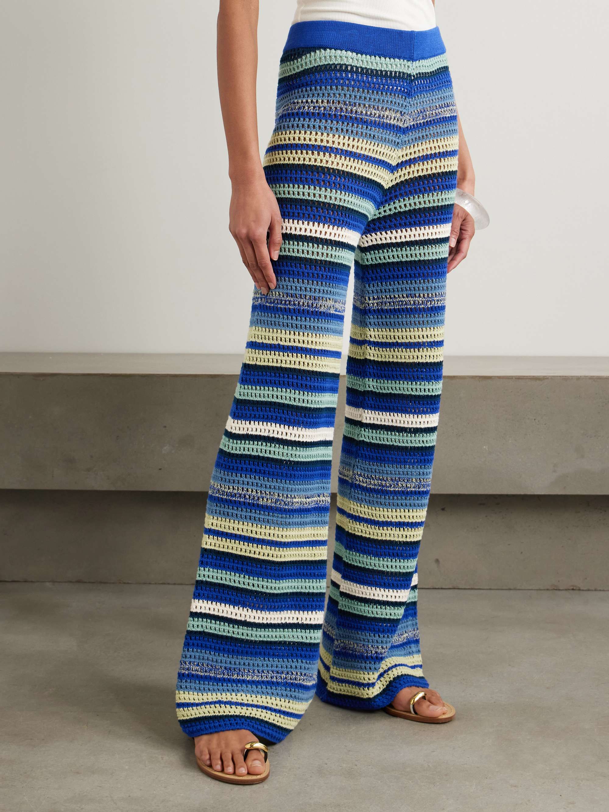 Nevado crocheted cotton flared pants view
