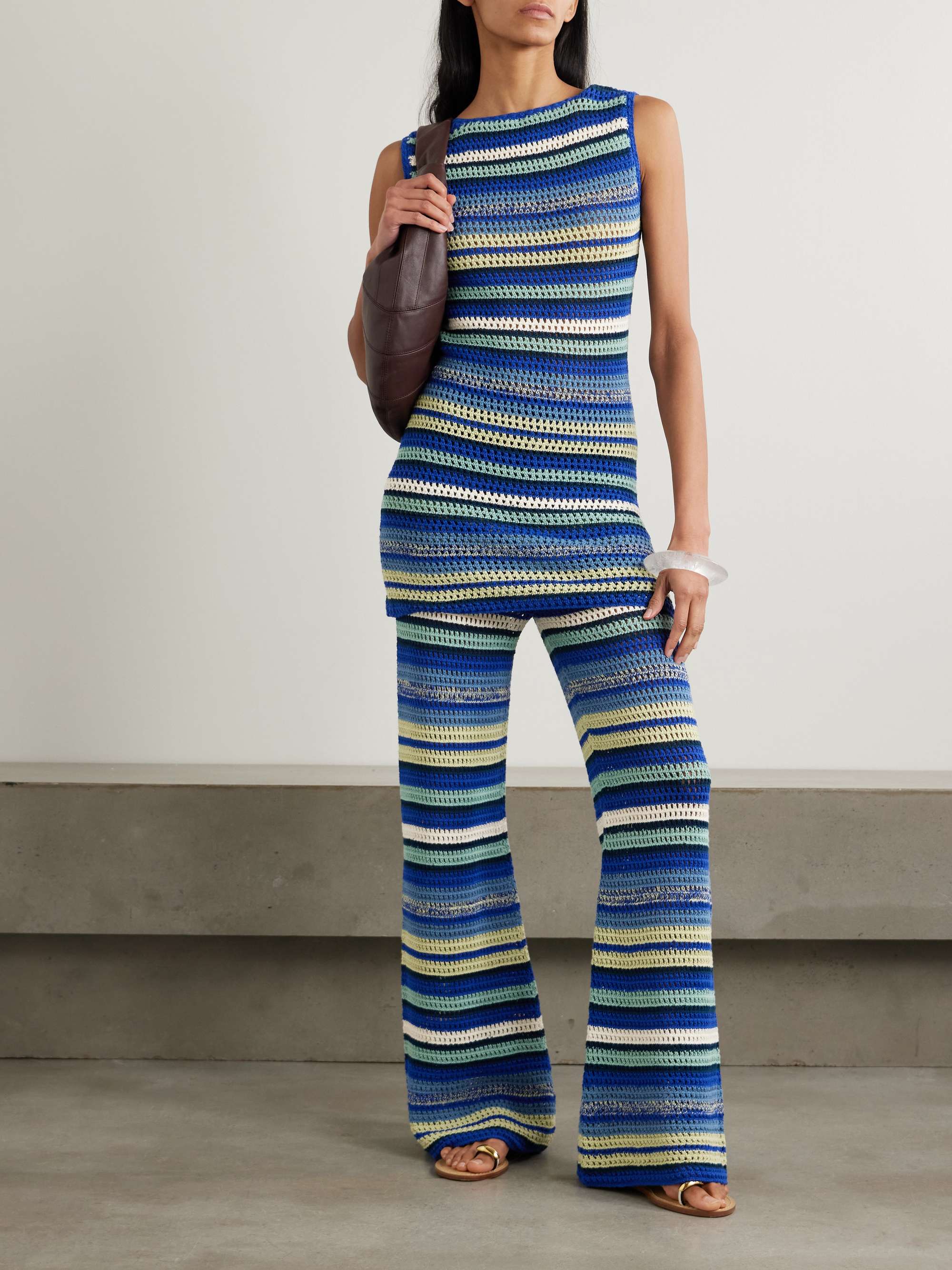 Nevado crocheted cotton flared pants view