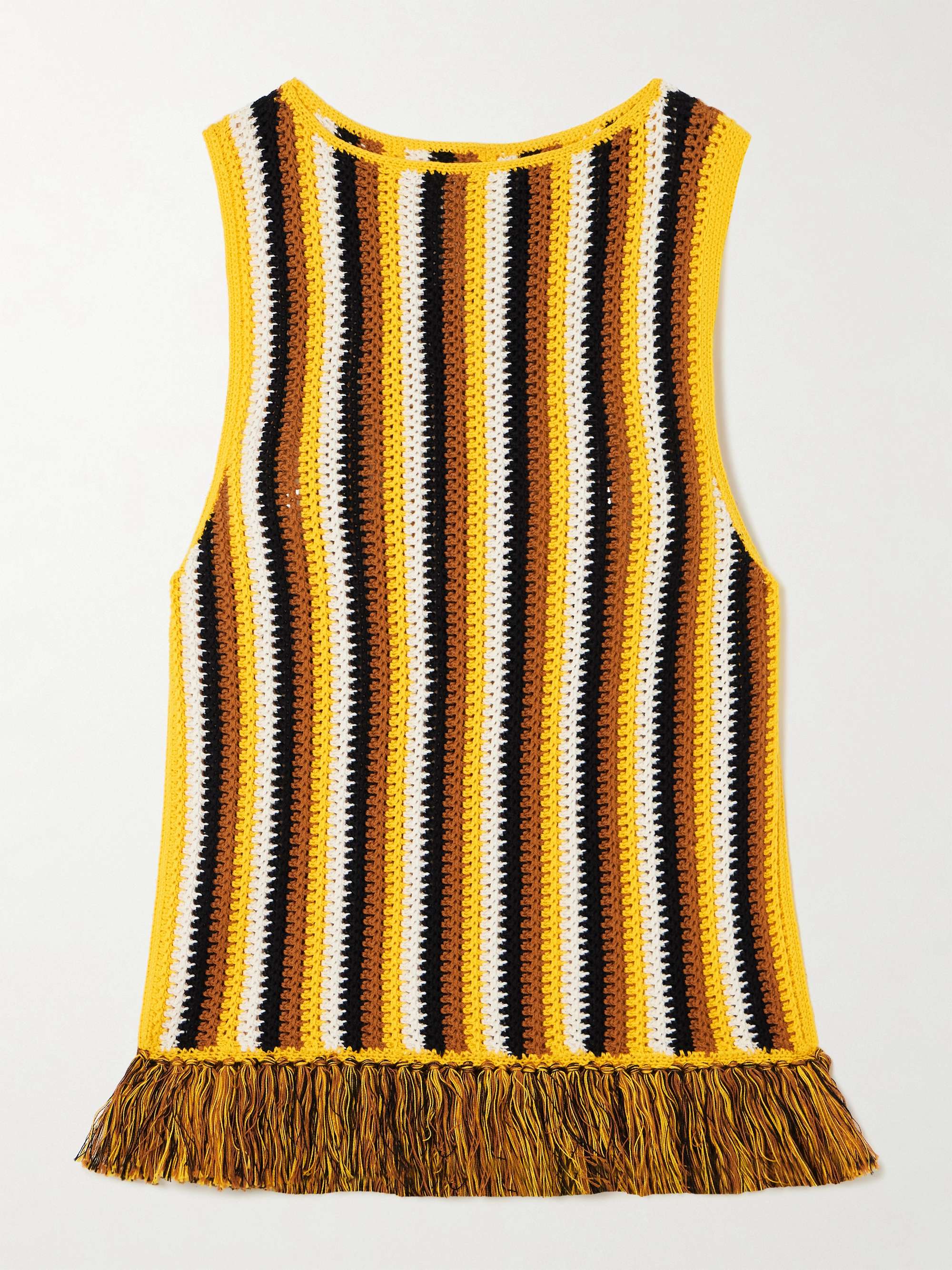 Misti fringed striped crocheted cotton tank view