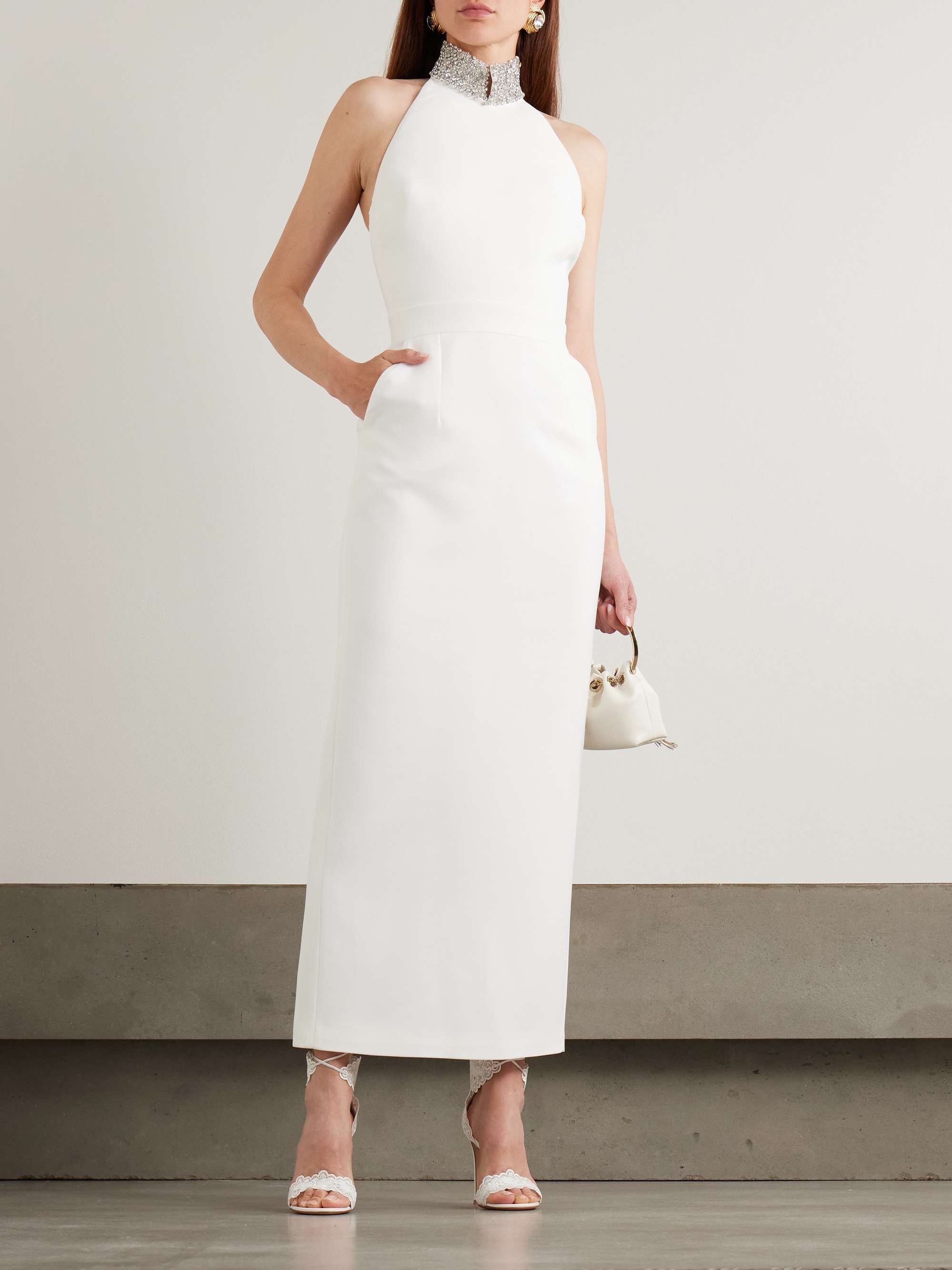Hemingway crystal-embellished cady halterneck gown view