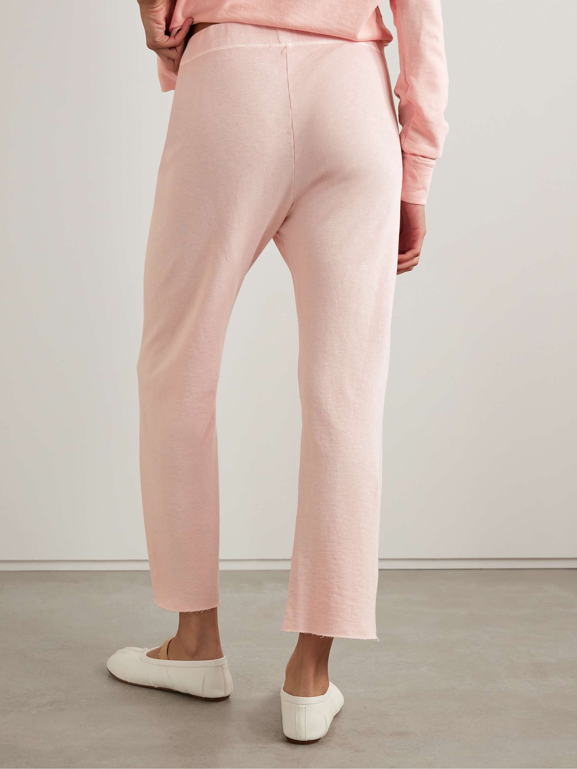 Cropped French cotton-terry track pants view