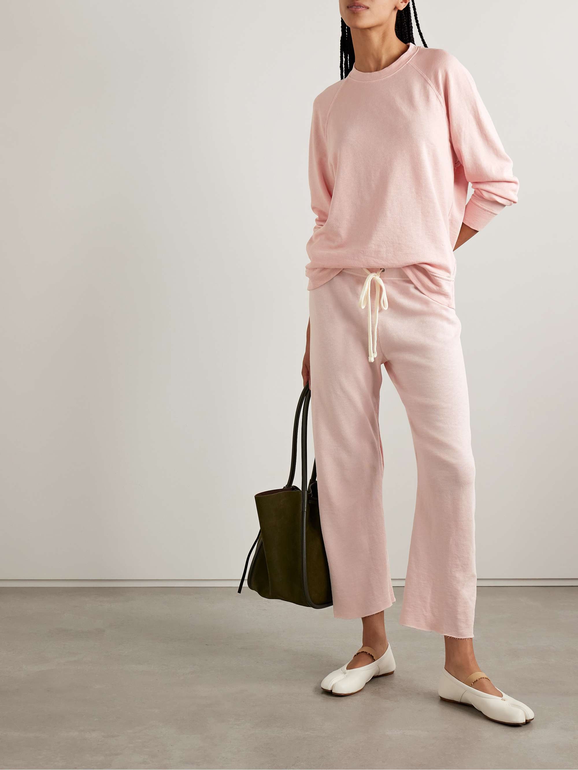 Cropped French cotton-terry track pants view