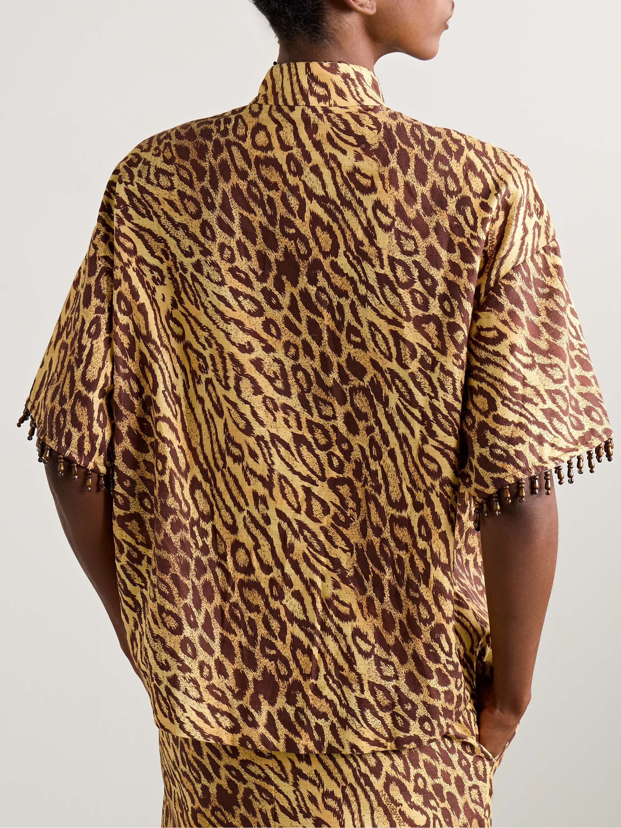 Coco bead-embellished leopard-print cotton shirt view