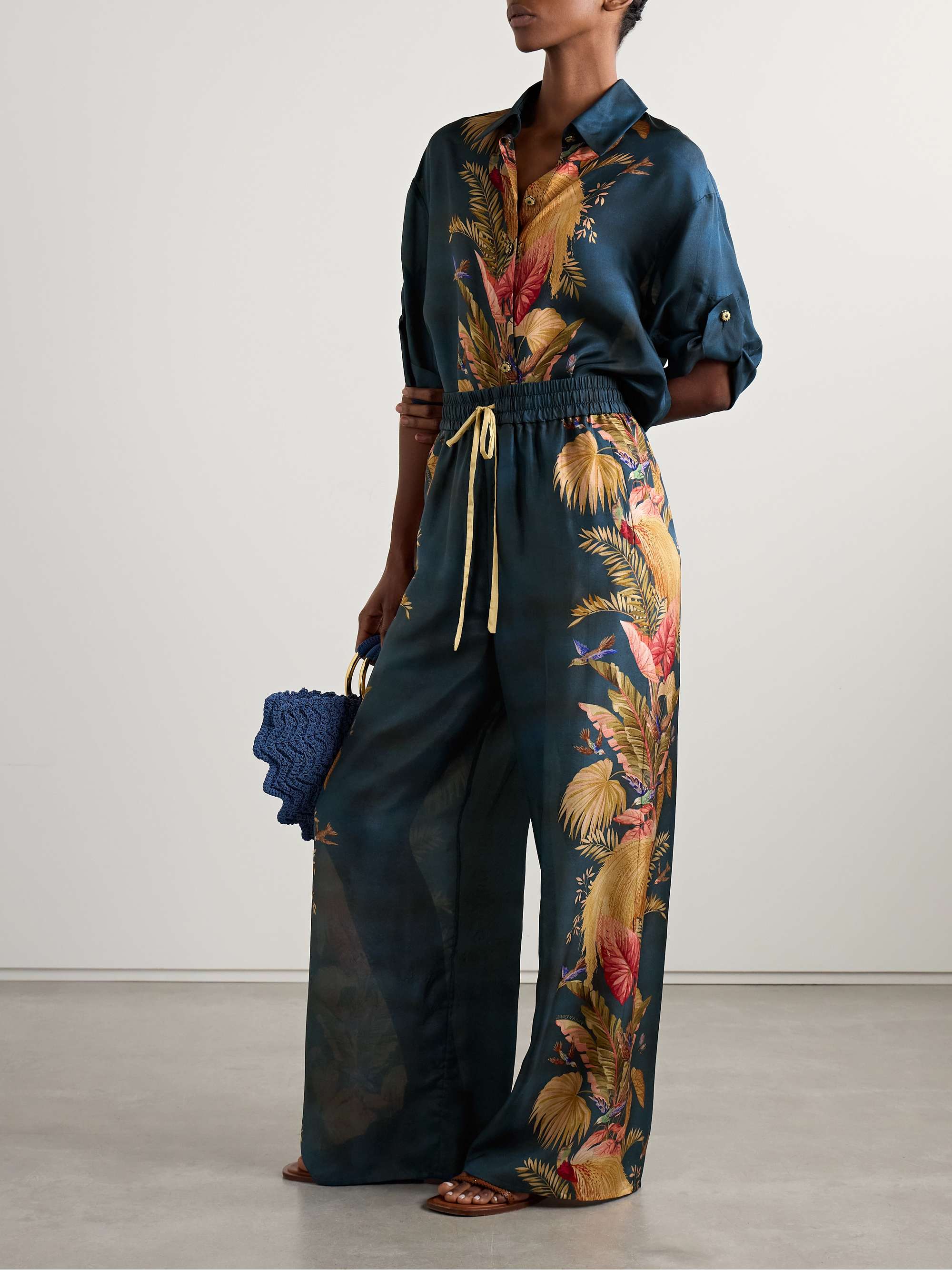 Ascension printed silk-satin wide-leg pants view