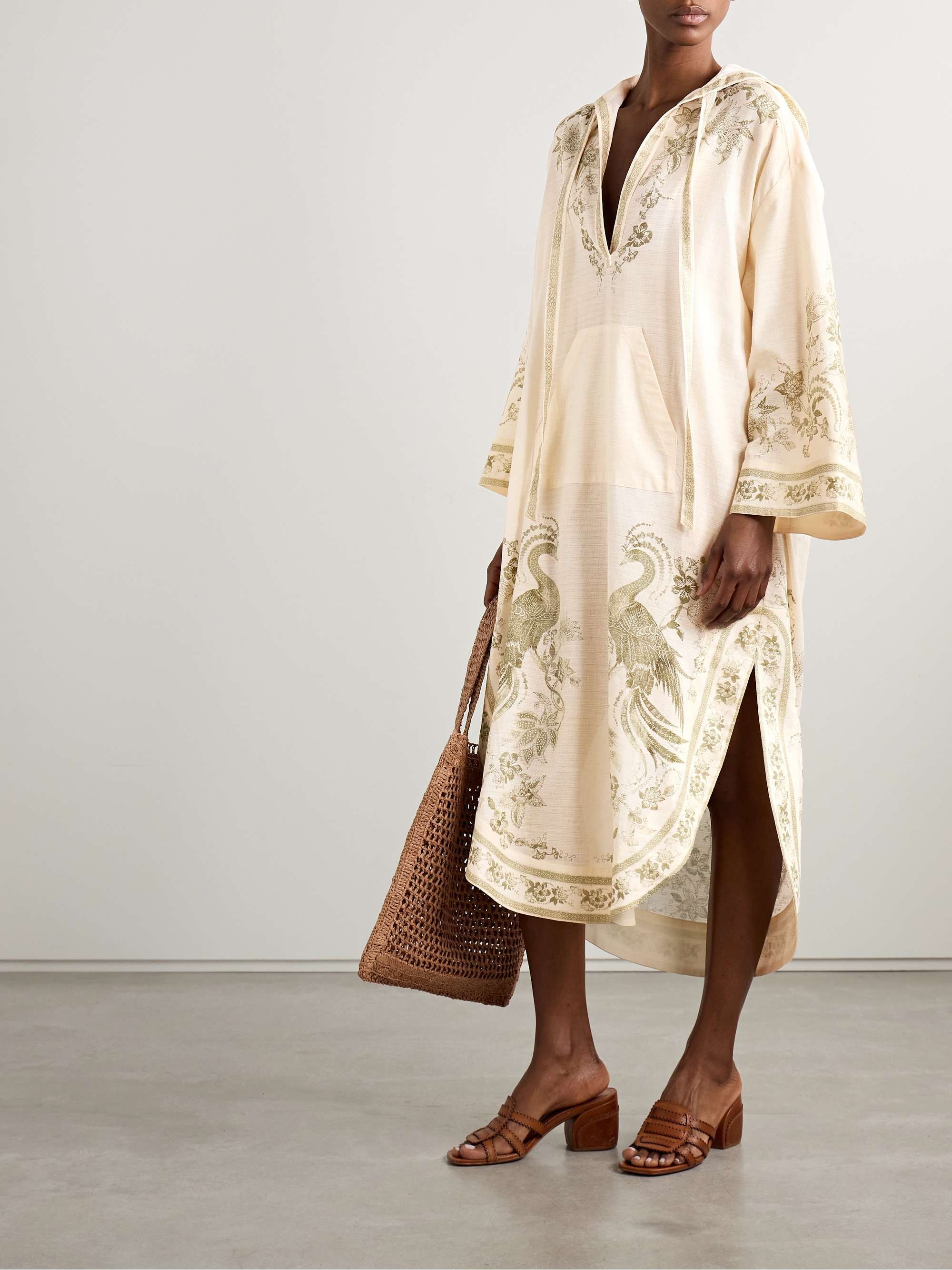 Ascension hooded printed cotton-voile midi dress view