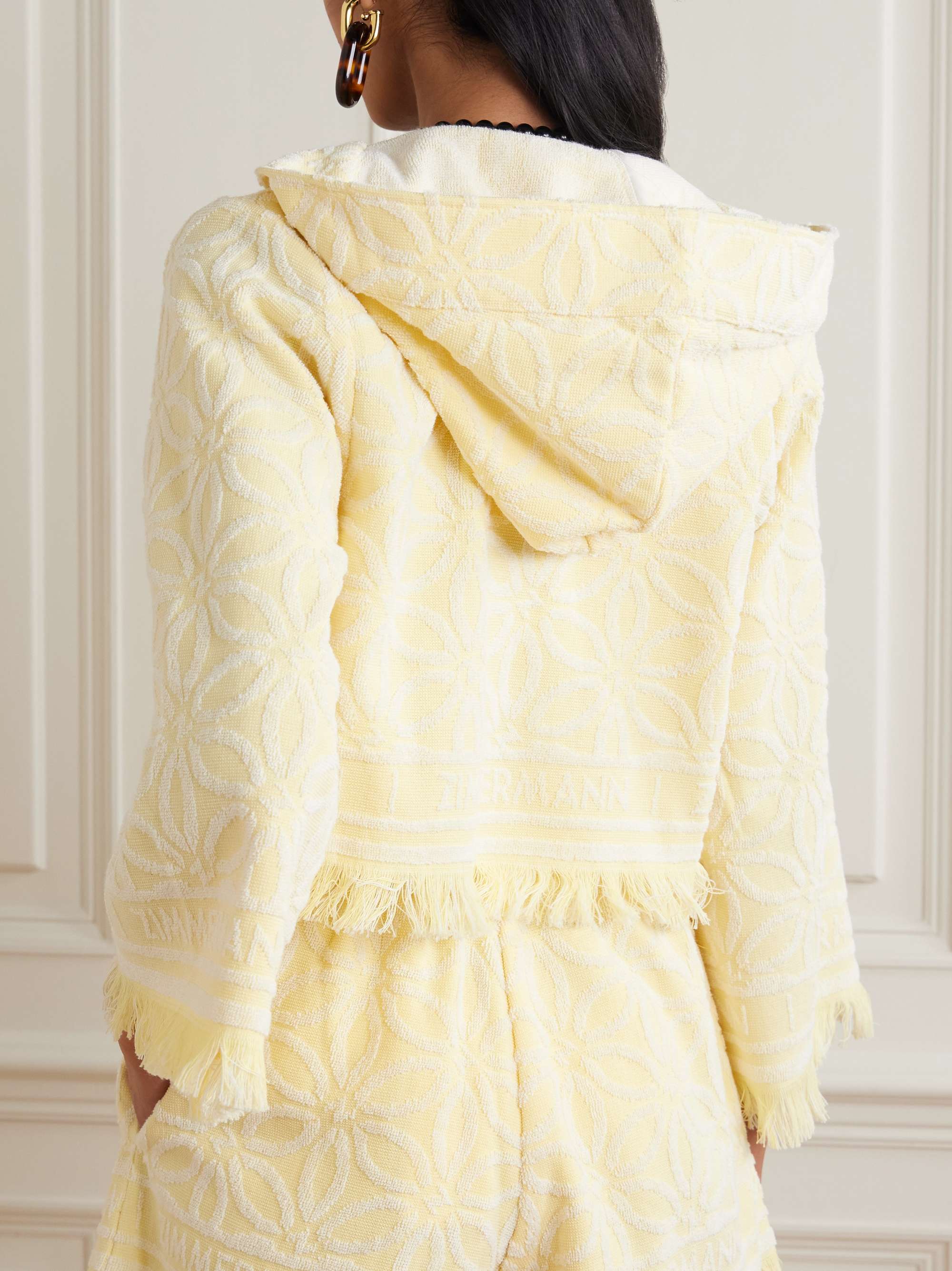 Coco Towelling crocheted cotton hooded top view