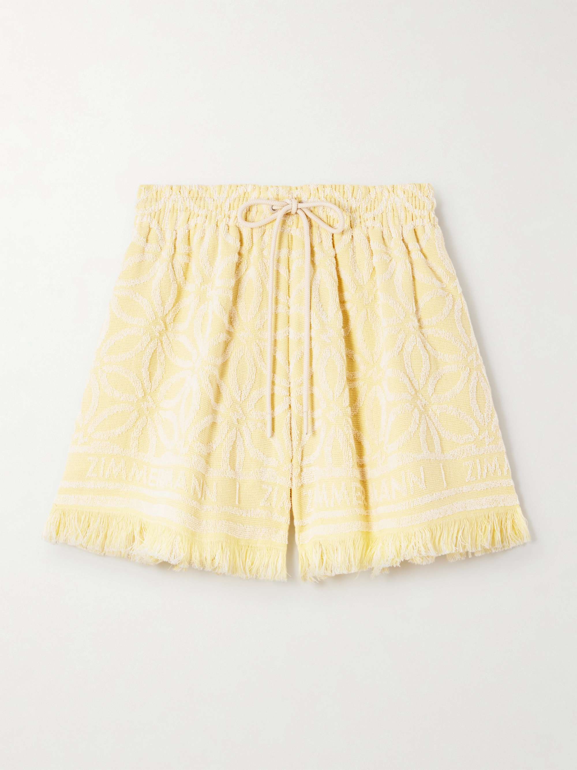 Coco fringed cotton-terry jacquard shorts view