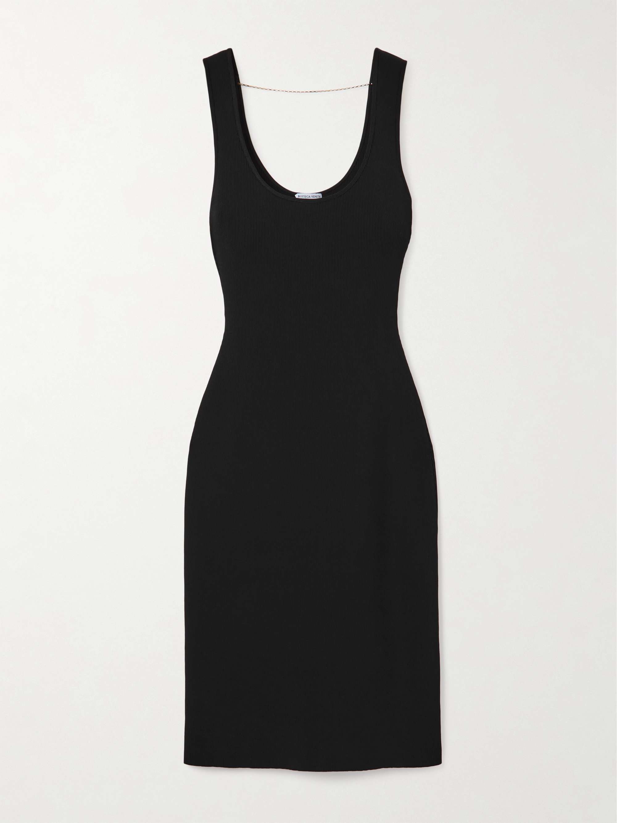 Chain-embellished ribbed-knit dress view