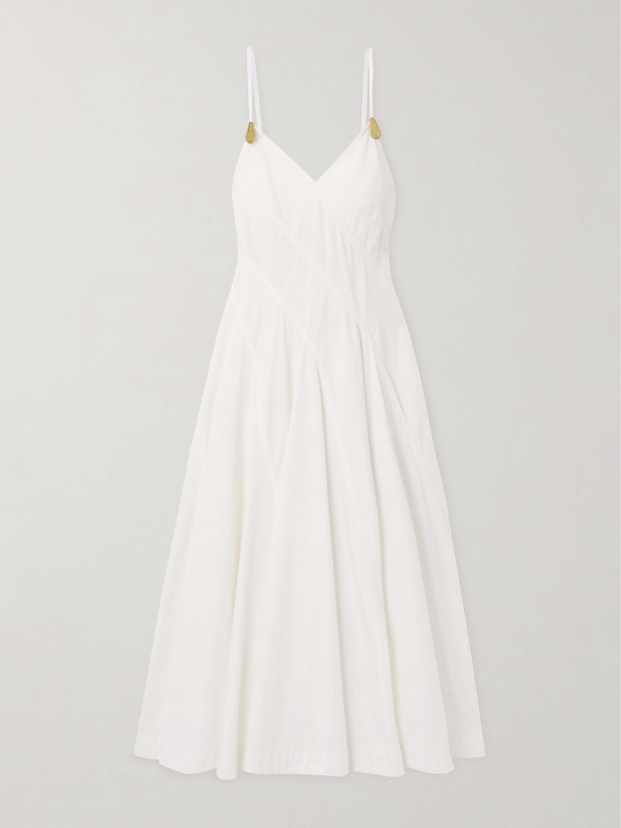 Embellished pleated cotton-blend poplin midi dress view