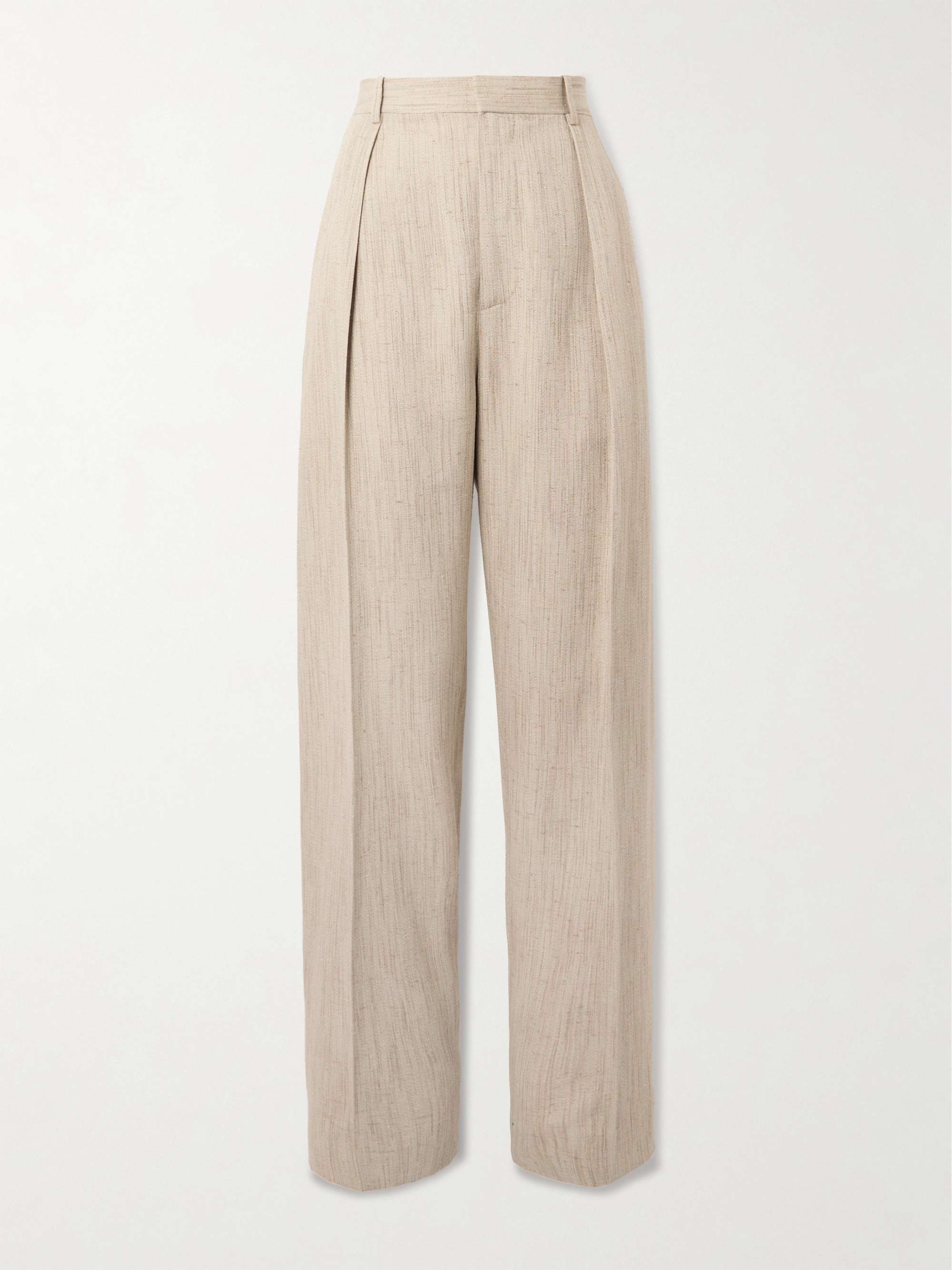 Pleated canvas tapered pants view