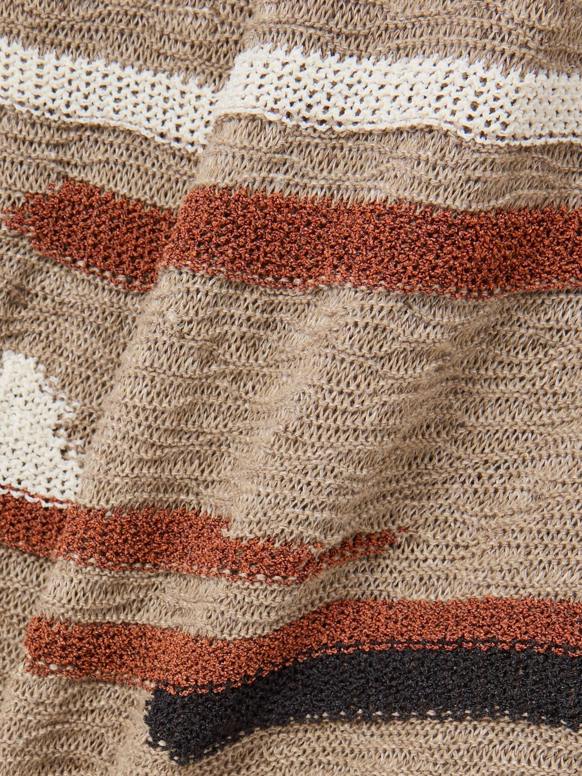 Striped jacquard-knit linen and cotton-blend midi skirt view