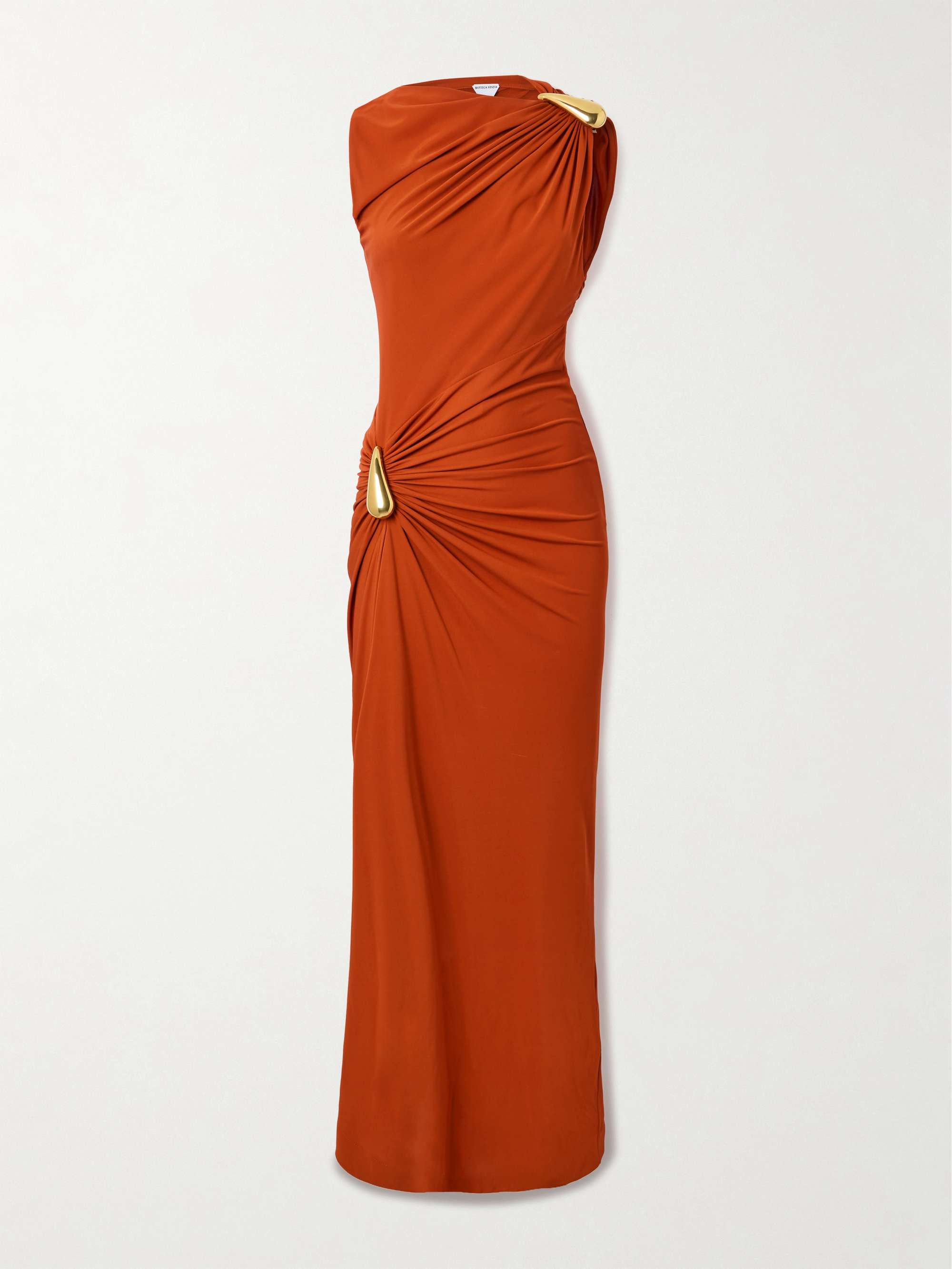Gathered embellished crepe-jersey maxi dress view