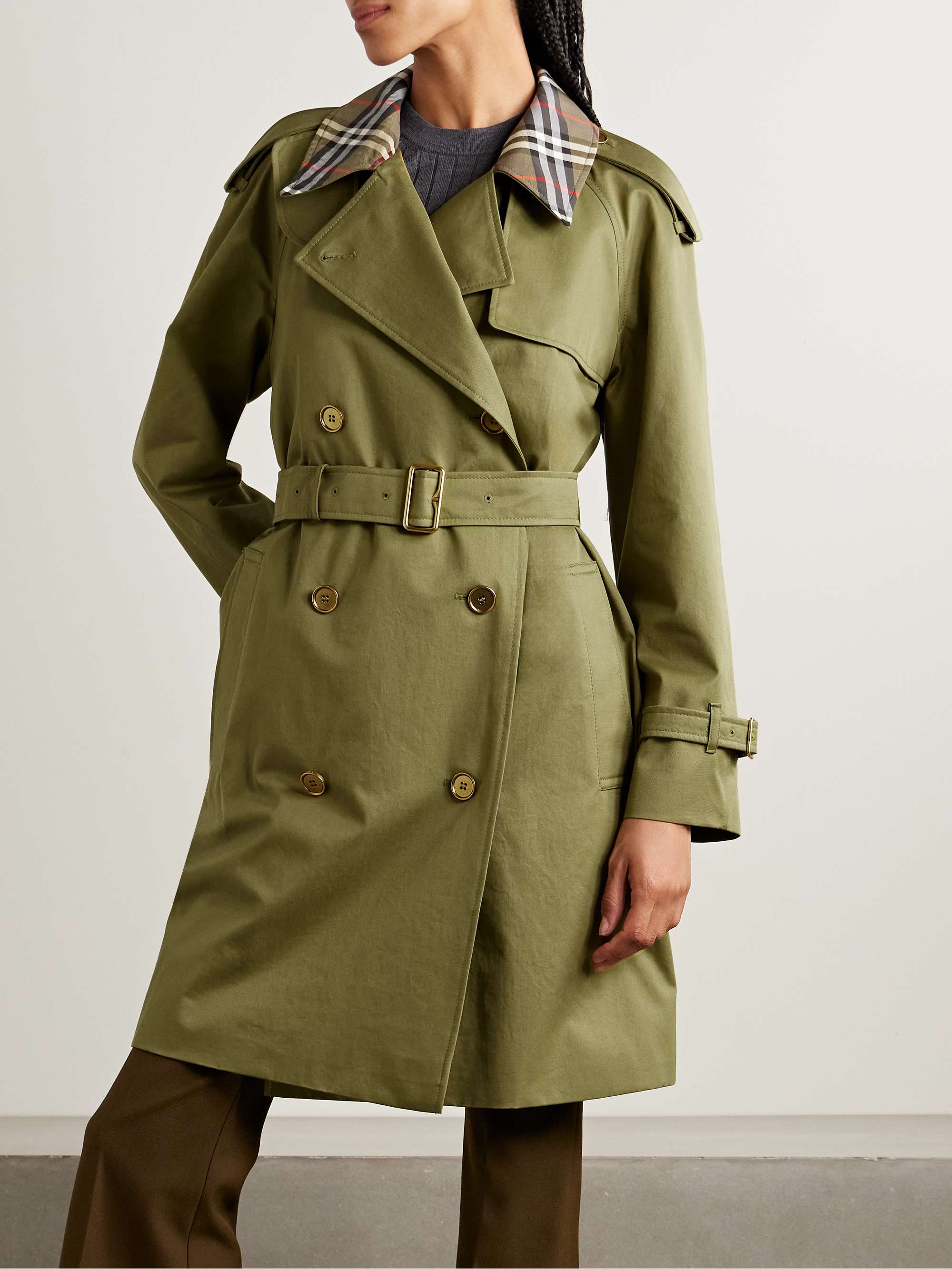 Belted double-breasted cotton-twill trench coat view