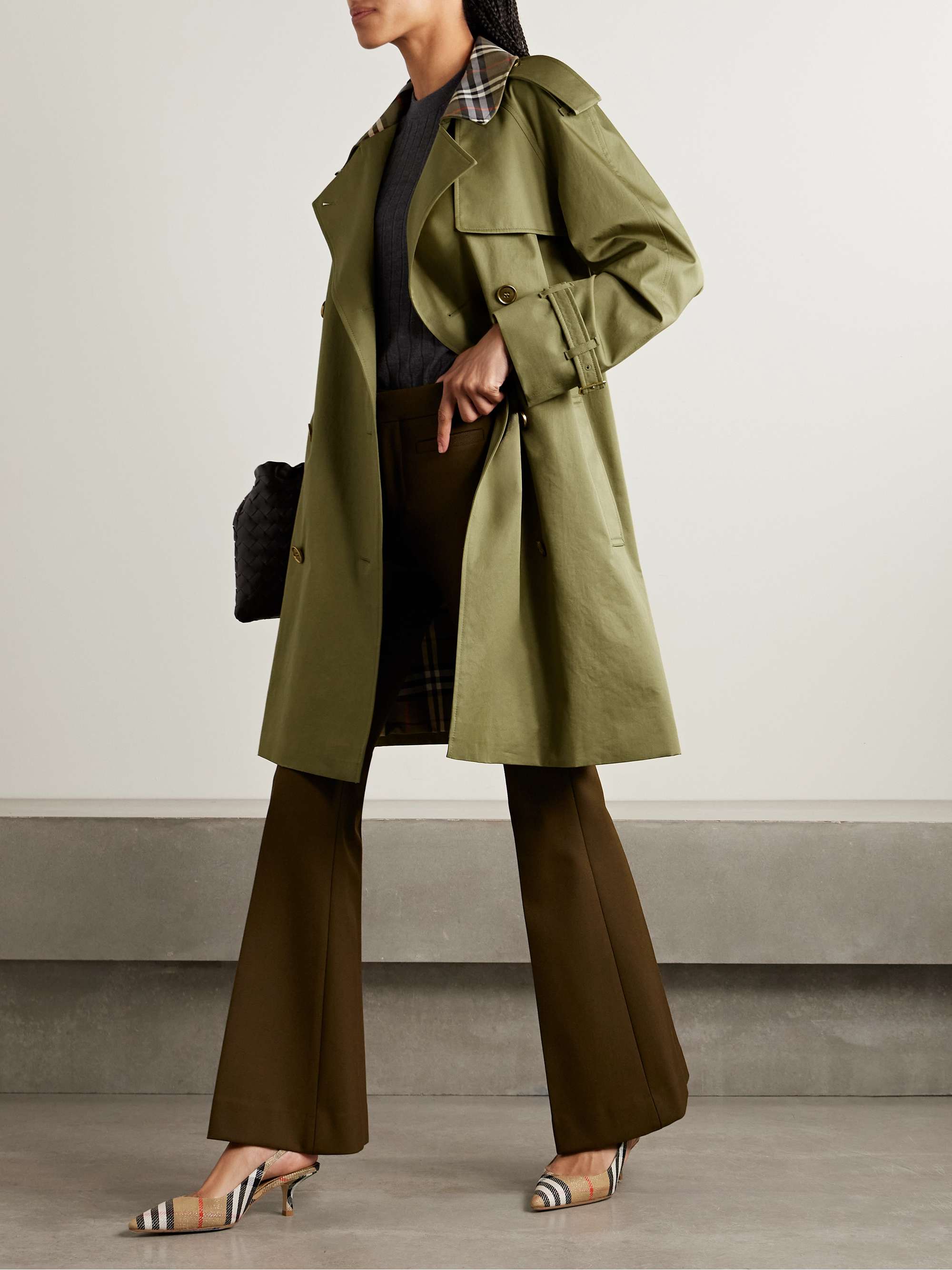 Belted double-breasted cotton-twill trench coat view