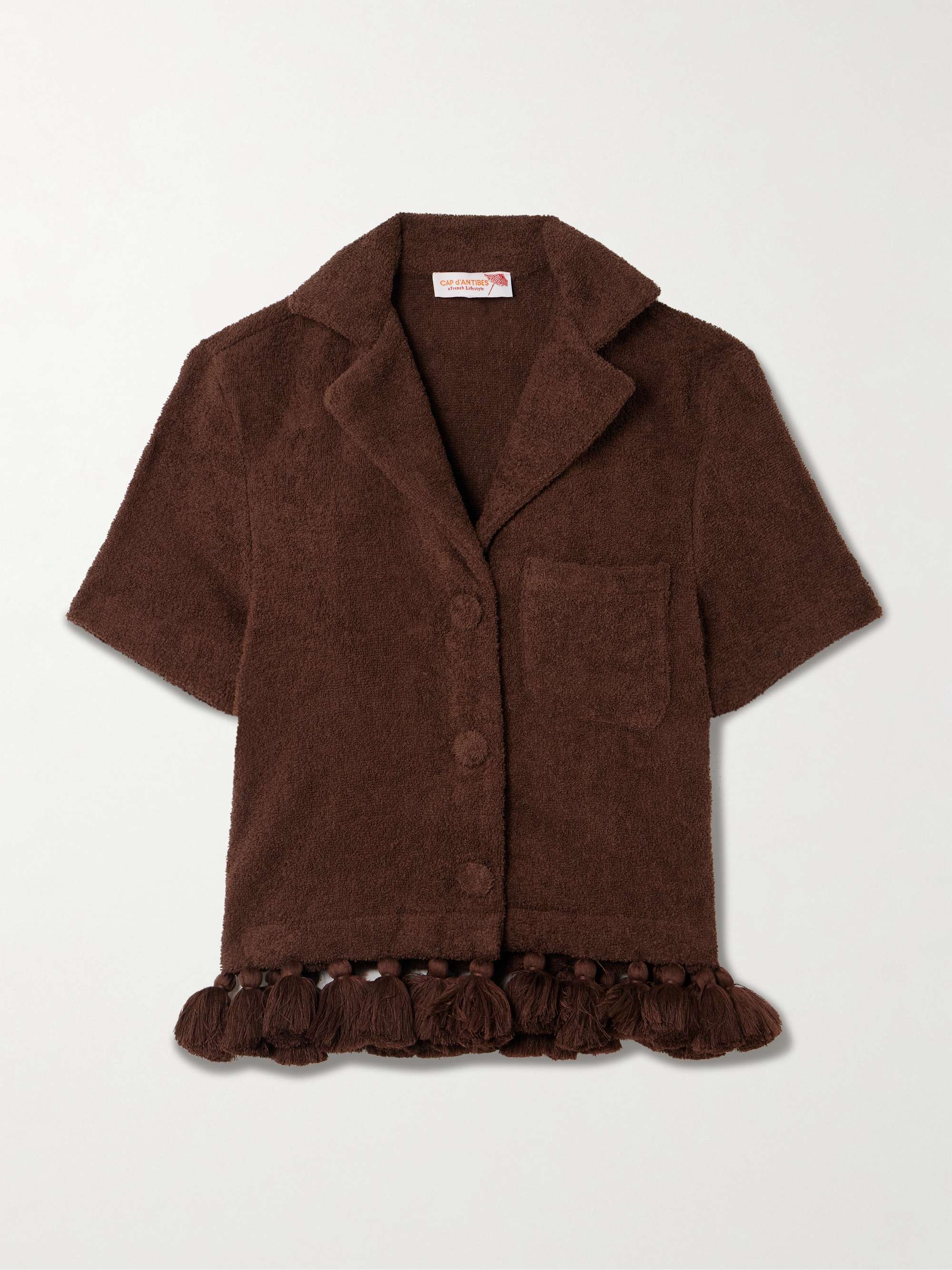 Tasseled cotton-terry shirt view