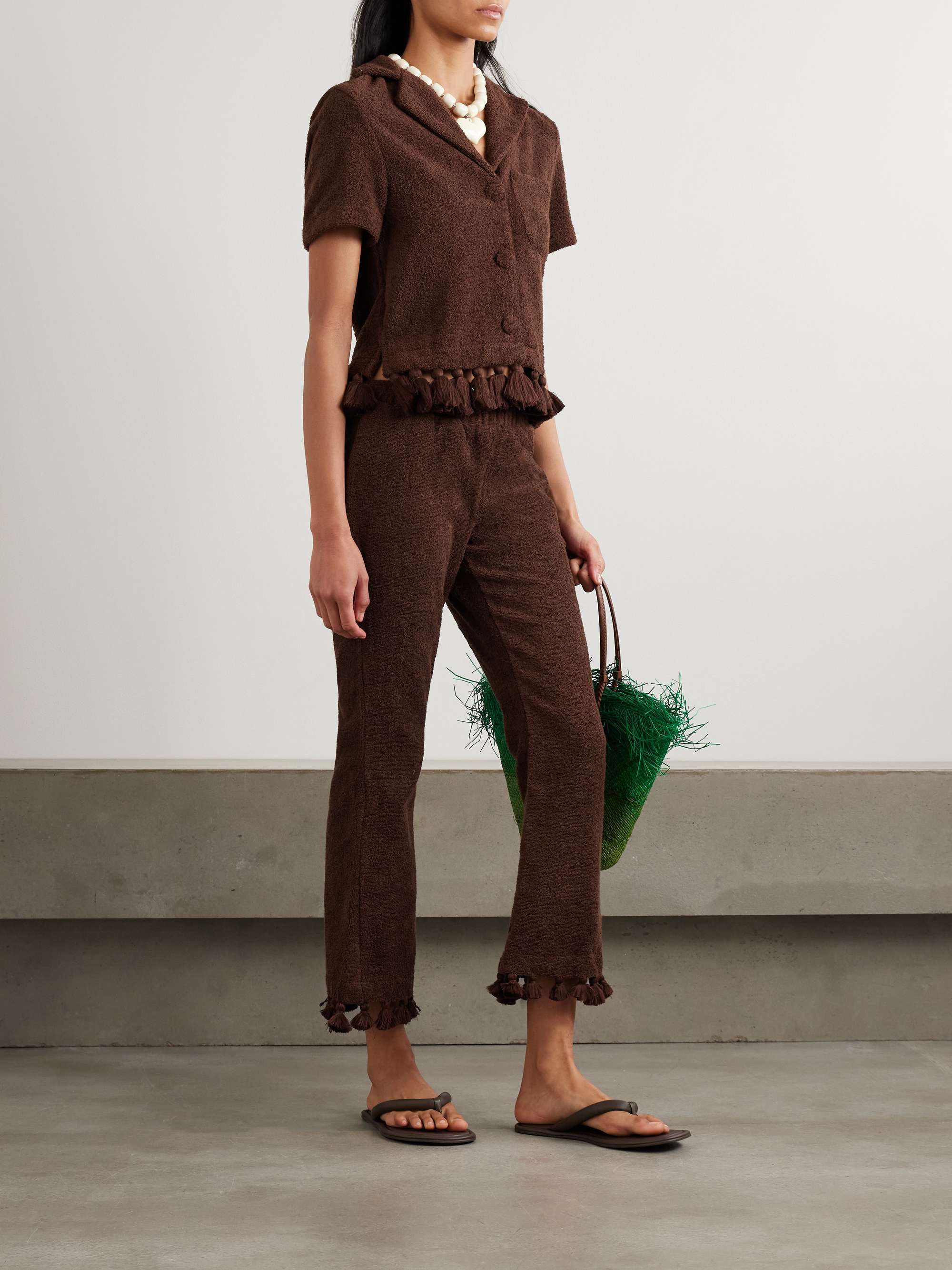 Tasseled cotton-terry shirt view