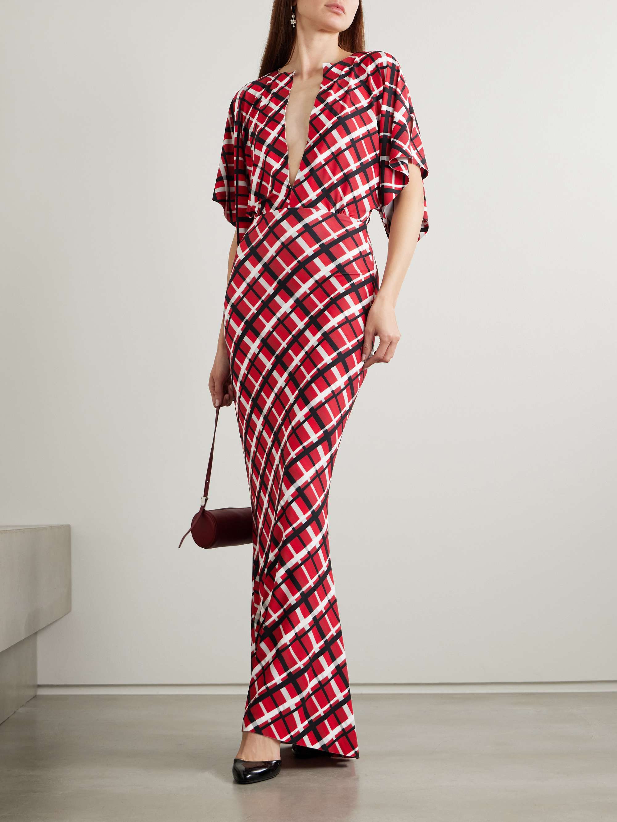 Obie checked stretch-jersey gown view