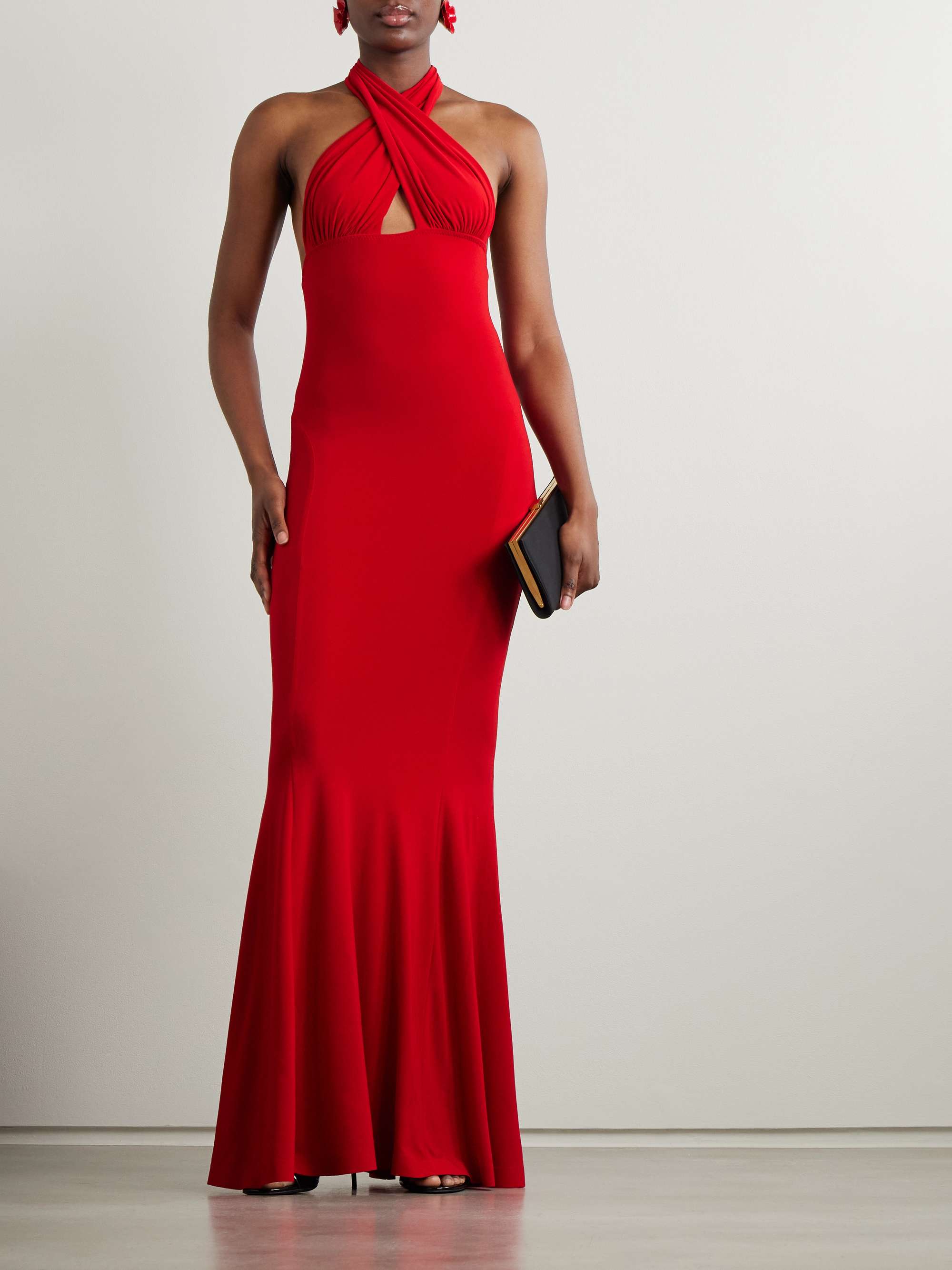 Cutout jersey halterneck gown view