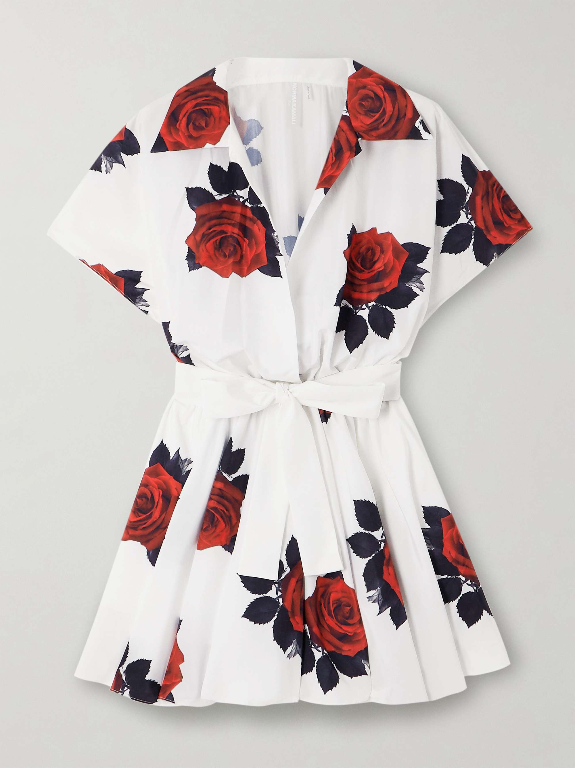 Pleated floral-print satin mini wrap dress view