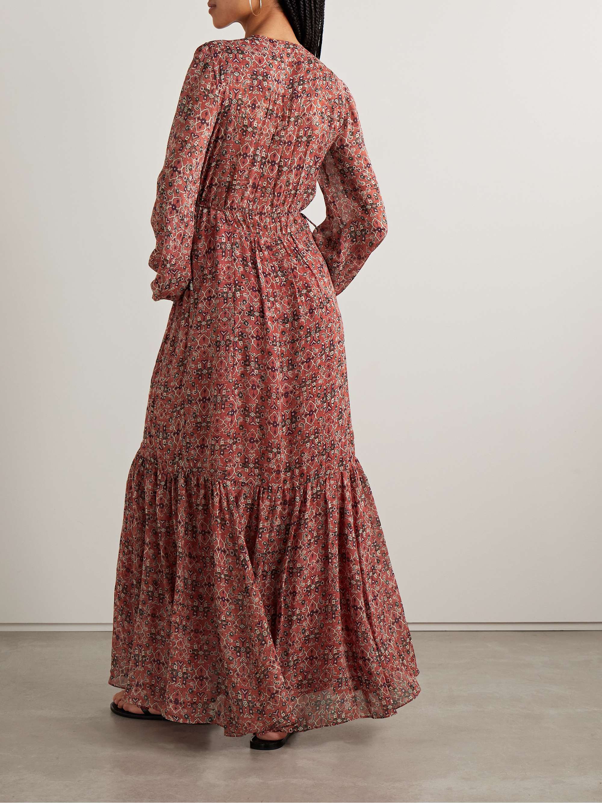 Briane gathered printed georgette maxi dress view