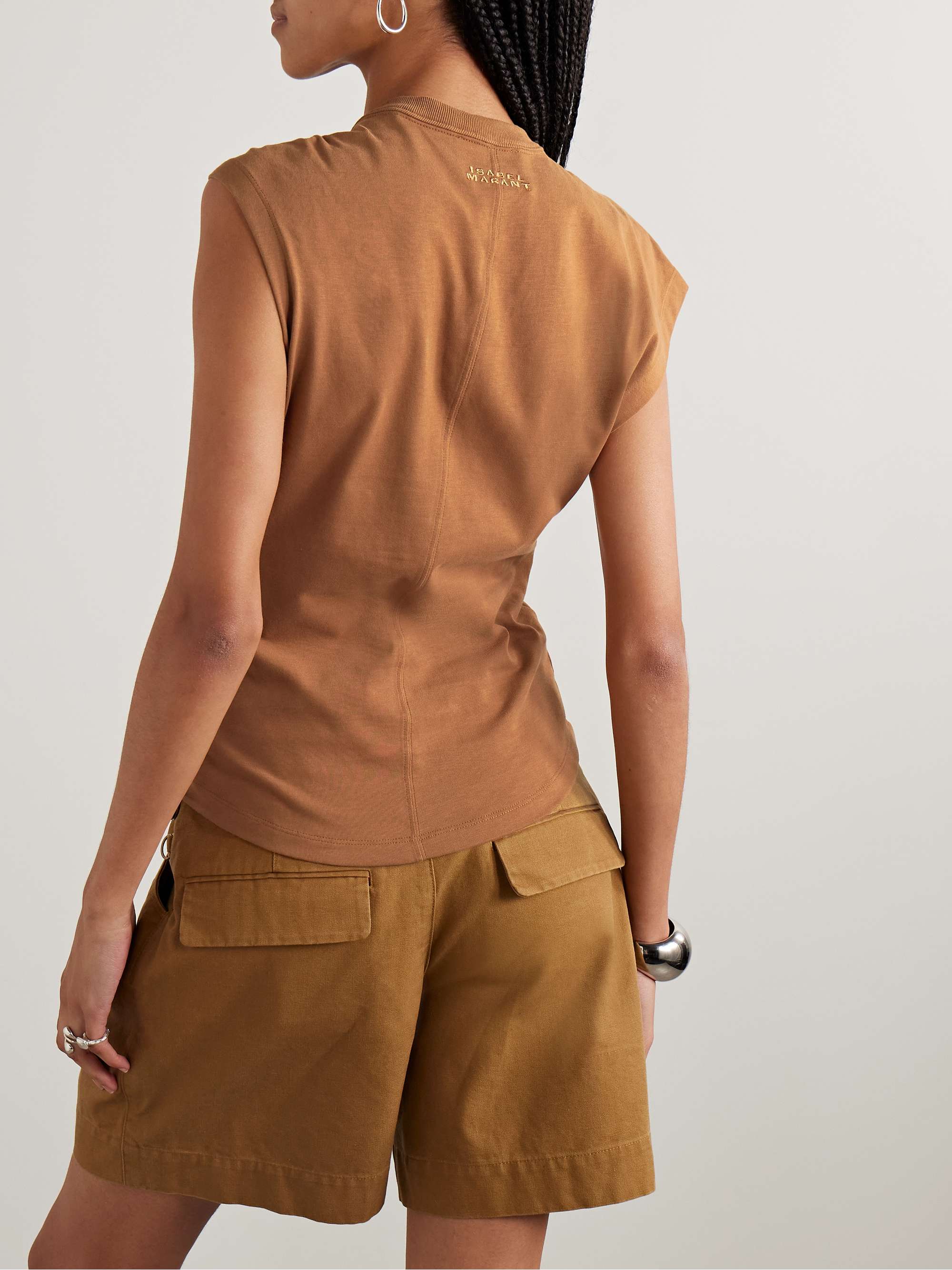 Nayda knotted cotton-jersey top view