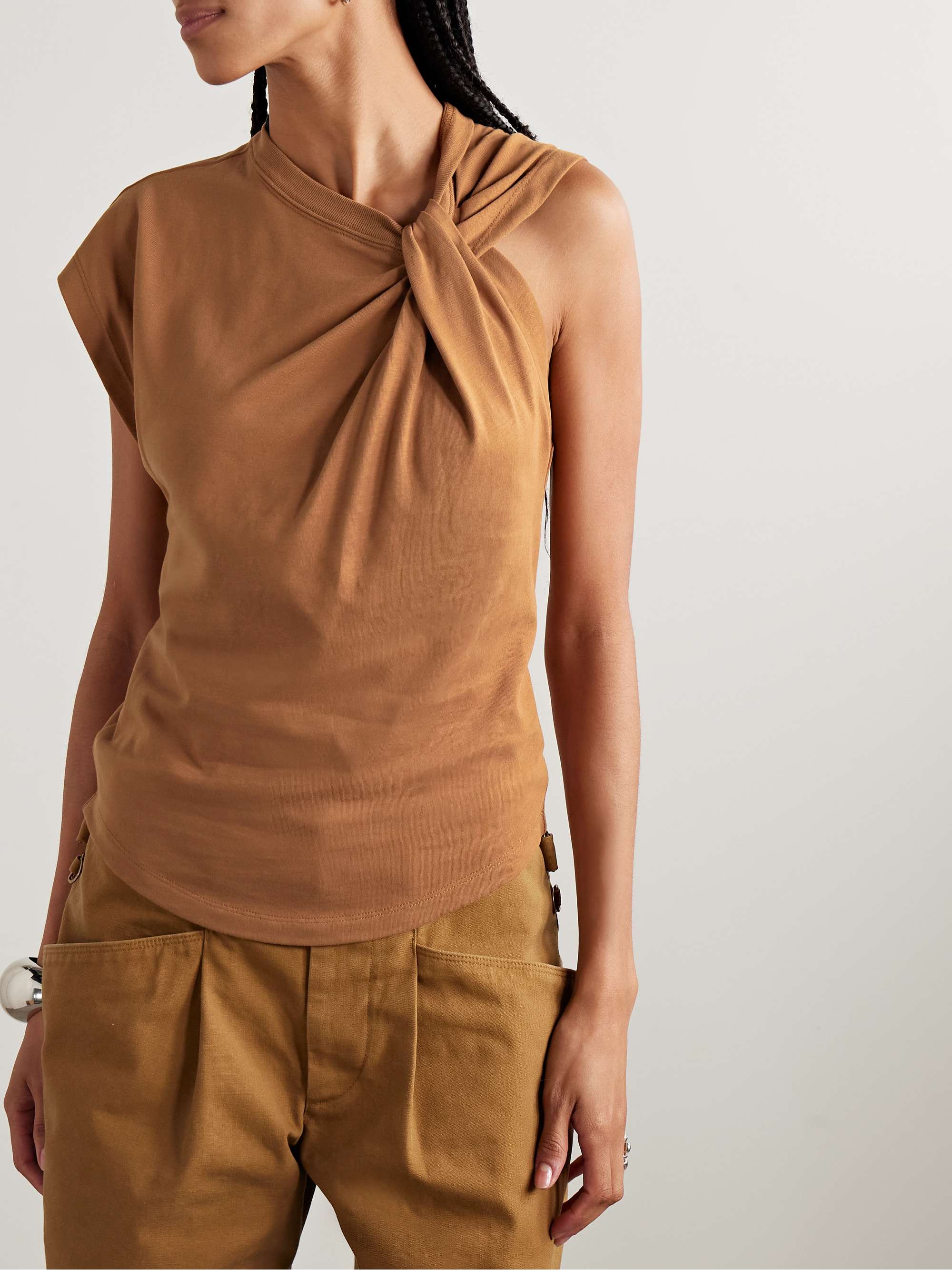 Nayda knotted cotton-jersey top view