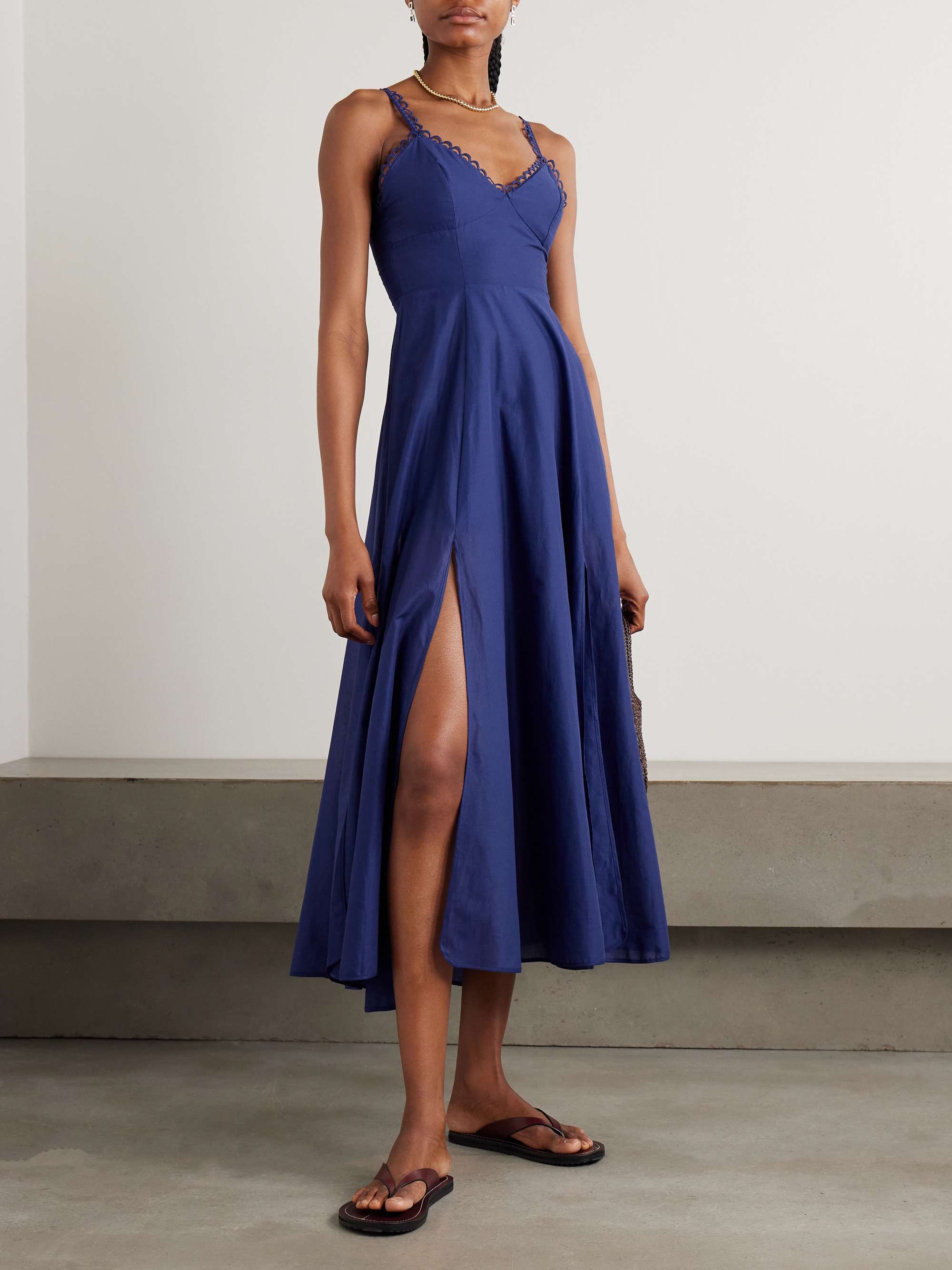 Iraso guipure lace-trimmed cotton-blend voile midi dress view