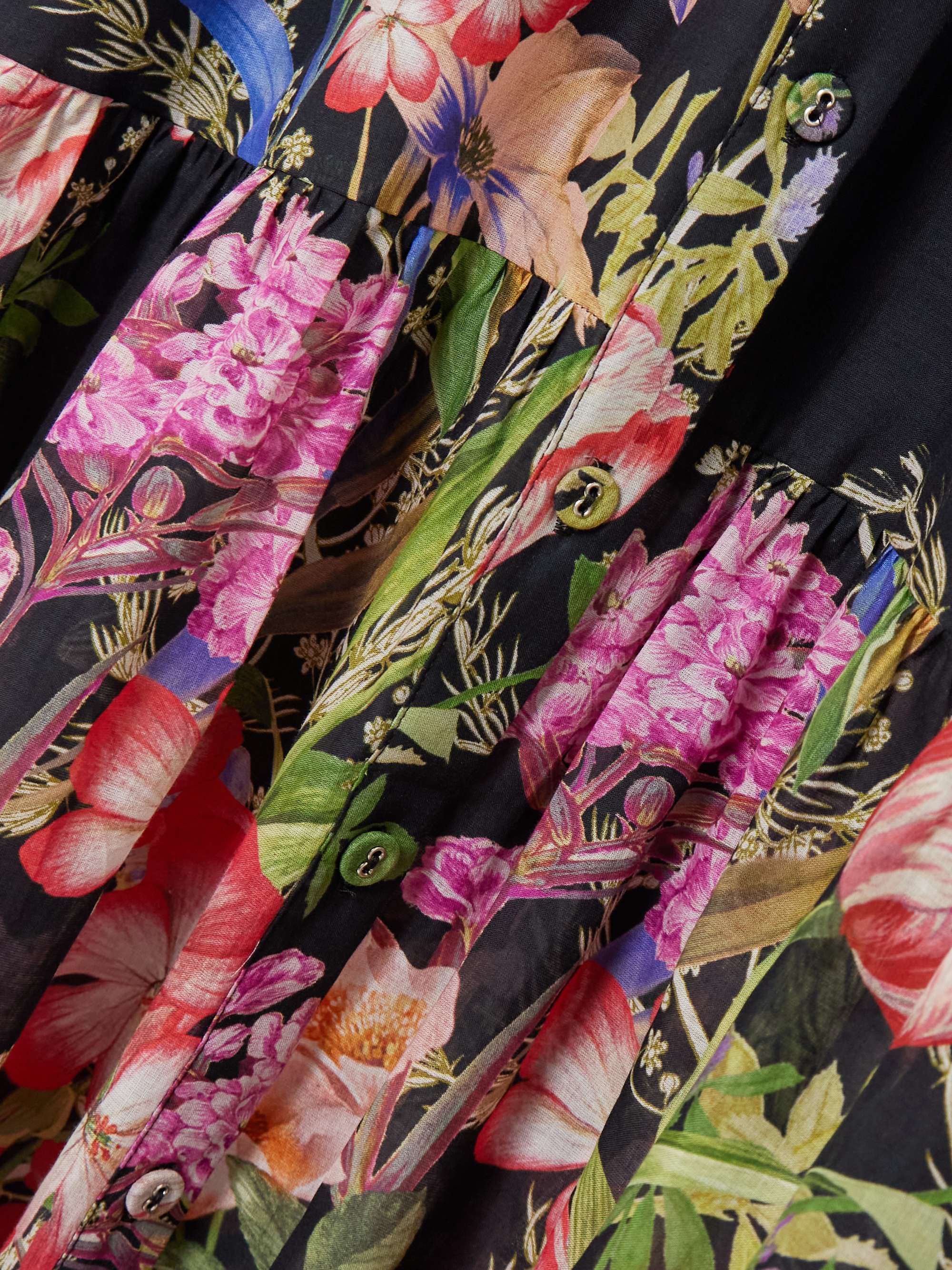 Lotus floral-print cotton-blend voile maxi shirt dress view