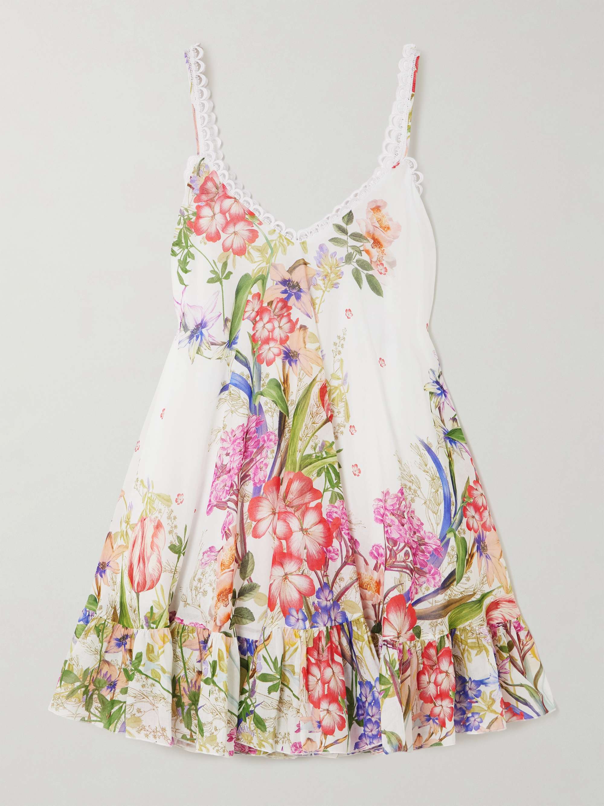 Lily ruffled floral-print cotton-blend voile mini dress view