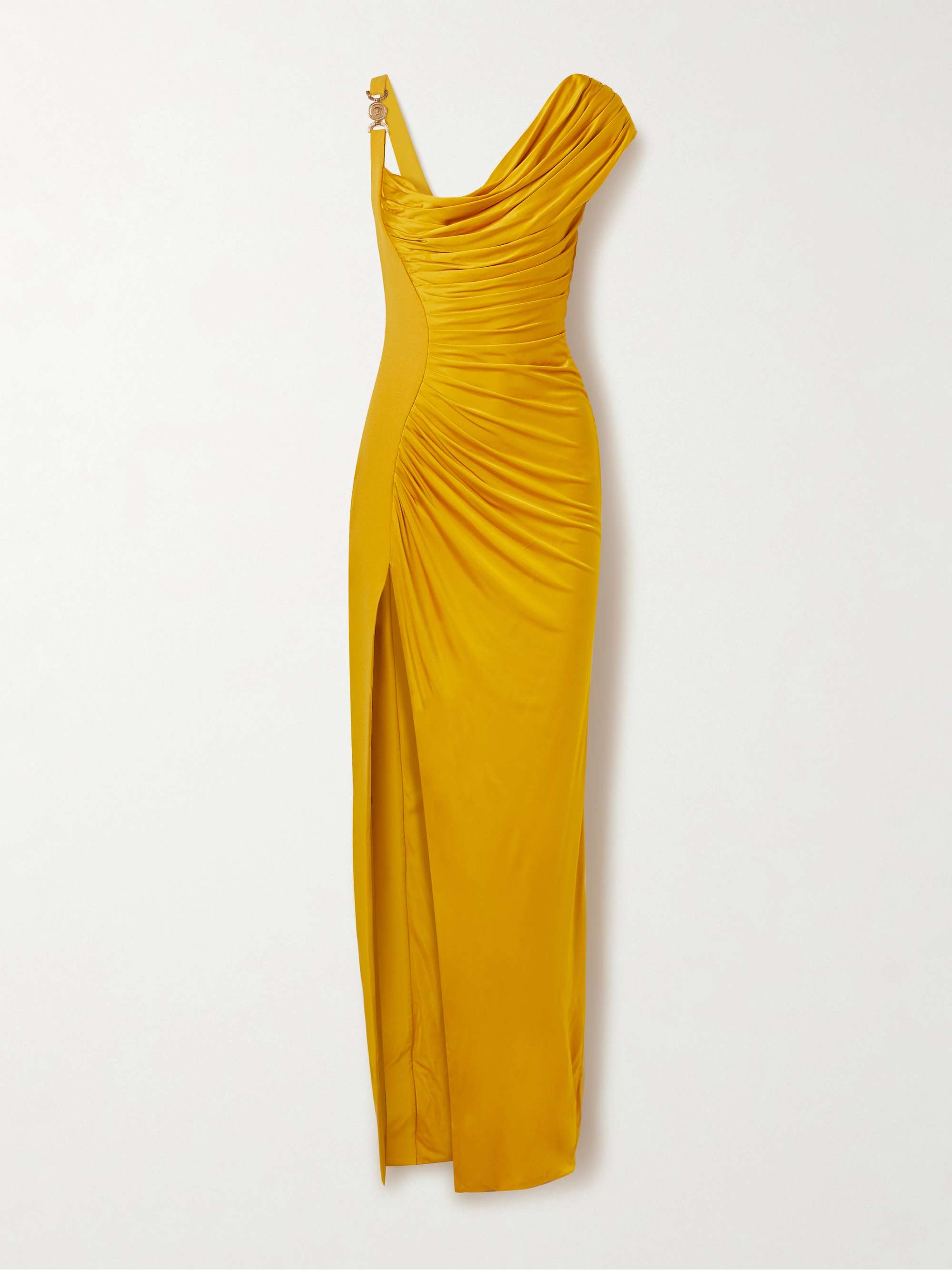 Embellished crepe and pleated satin gown view