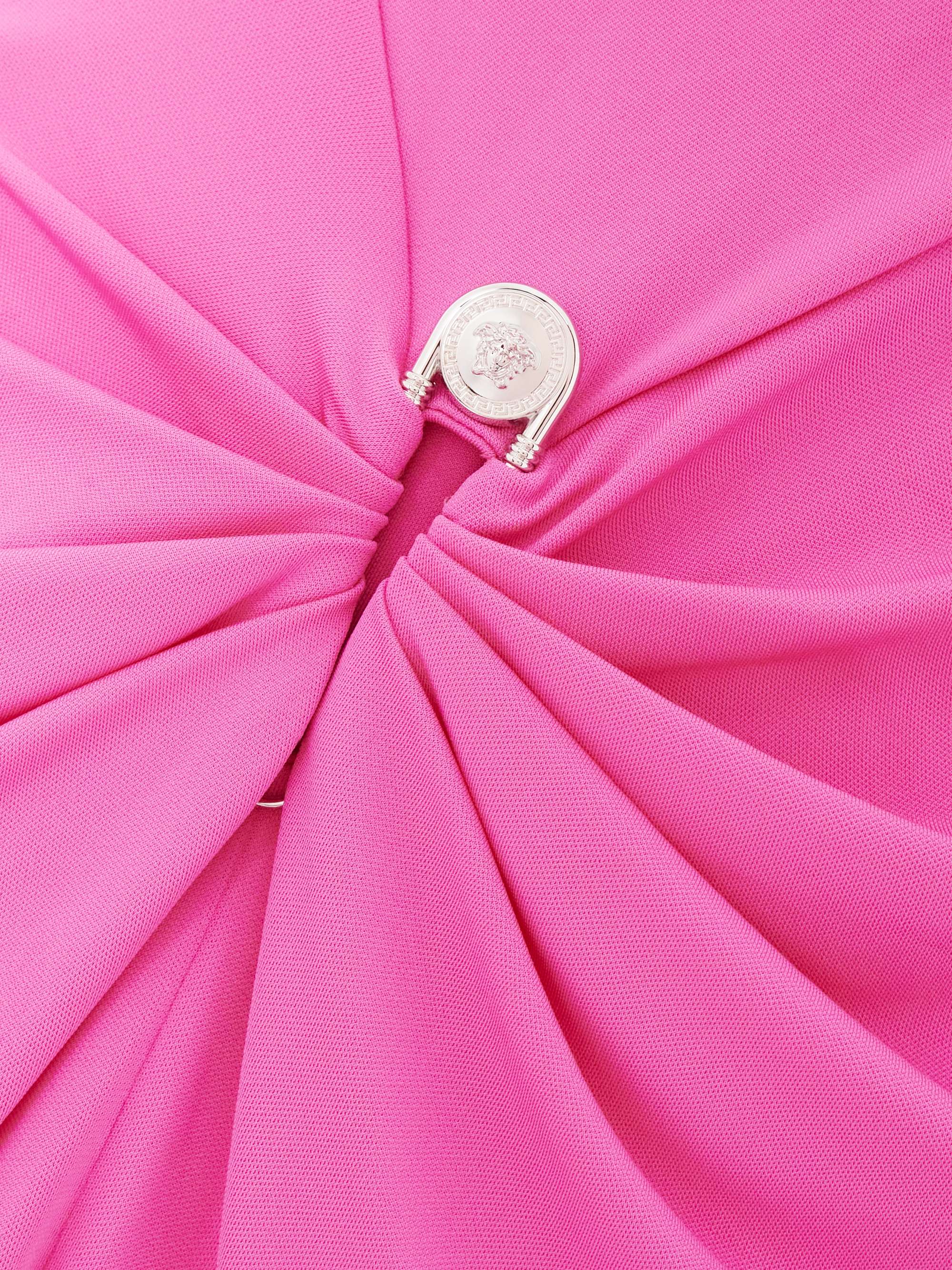 Embellished draped stretch-jersey gown view