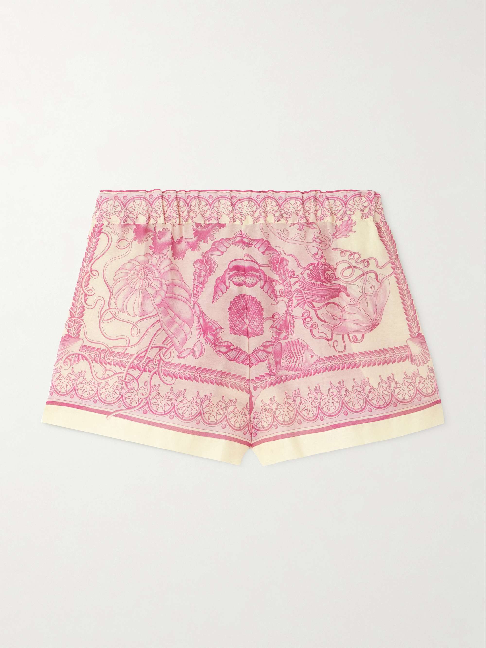 Printed cotton and silk-blend voile shorts view