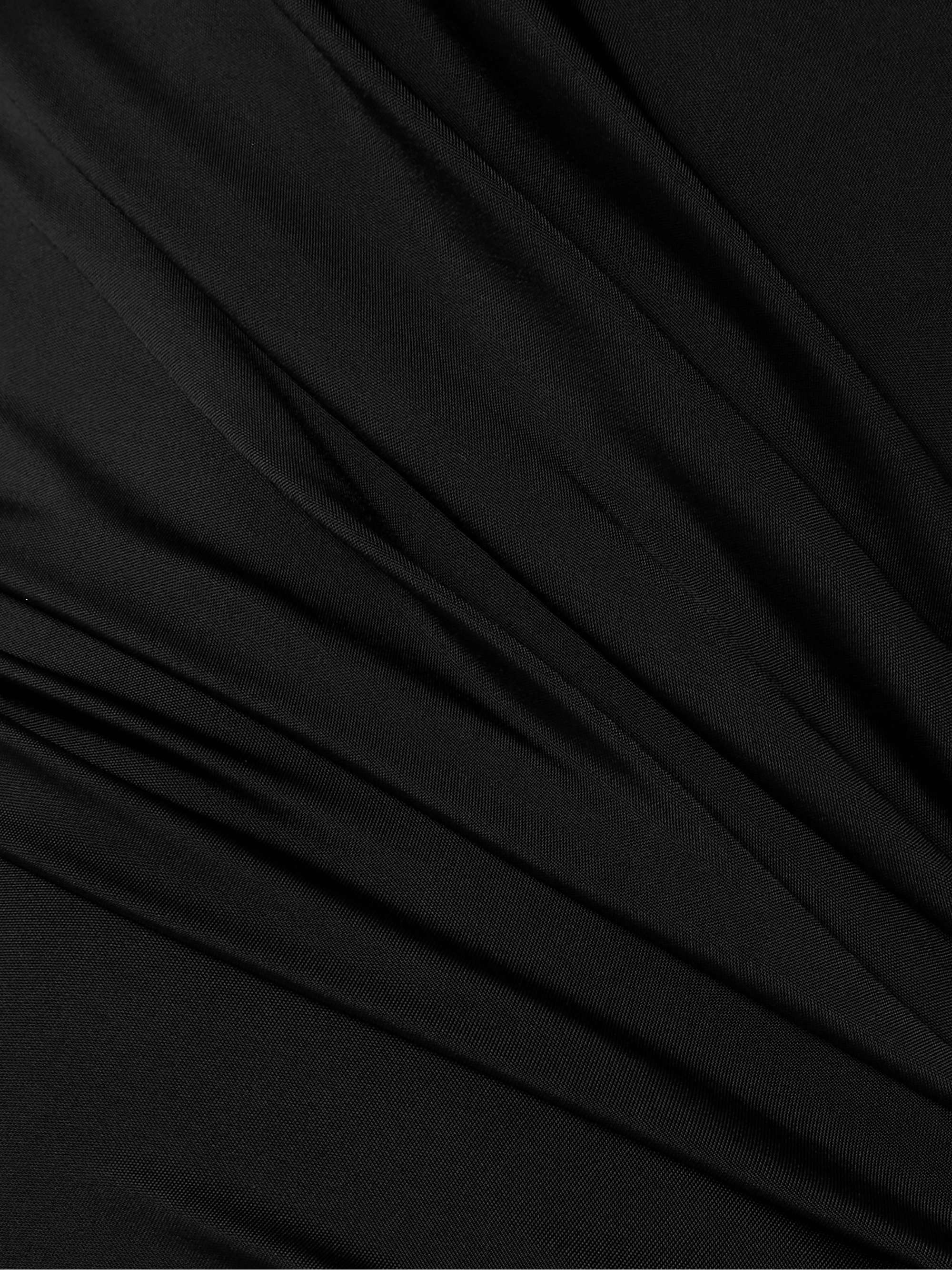 Off-the-shoulder draped satin gown view