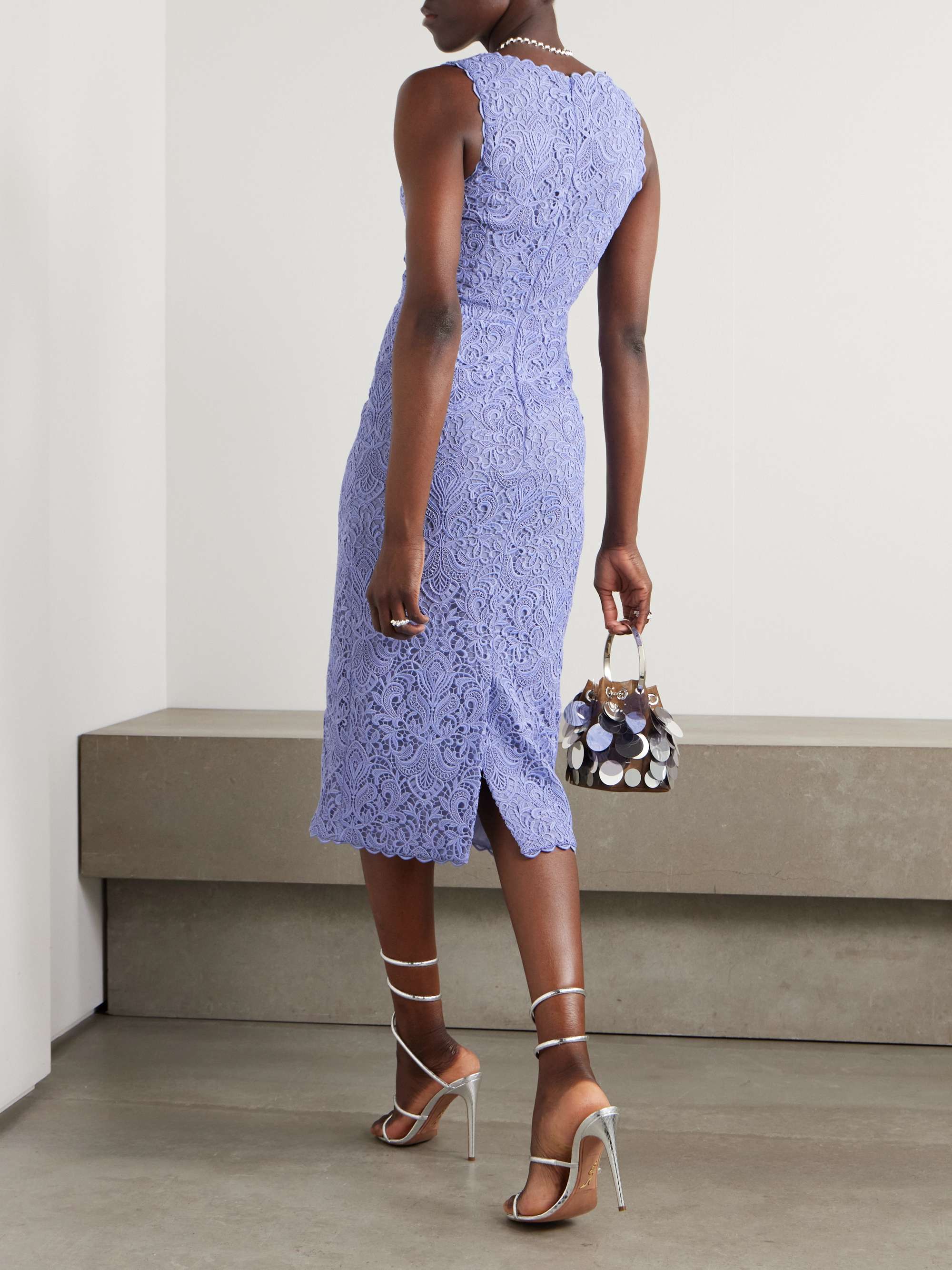 Scalloped guipure lace midi dress view