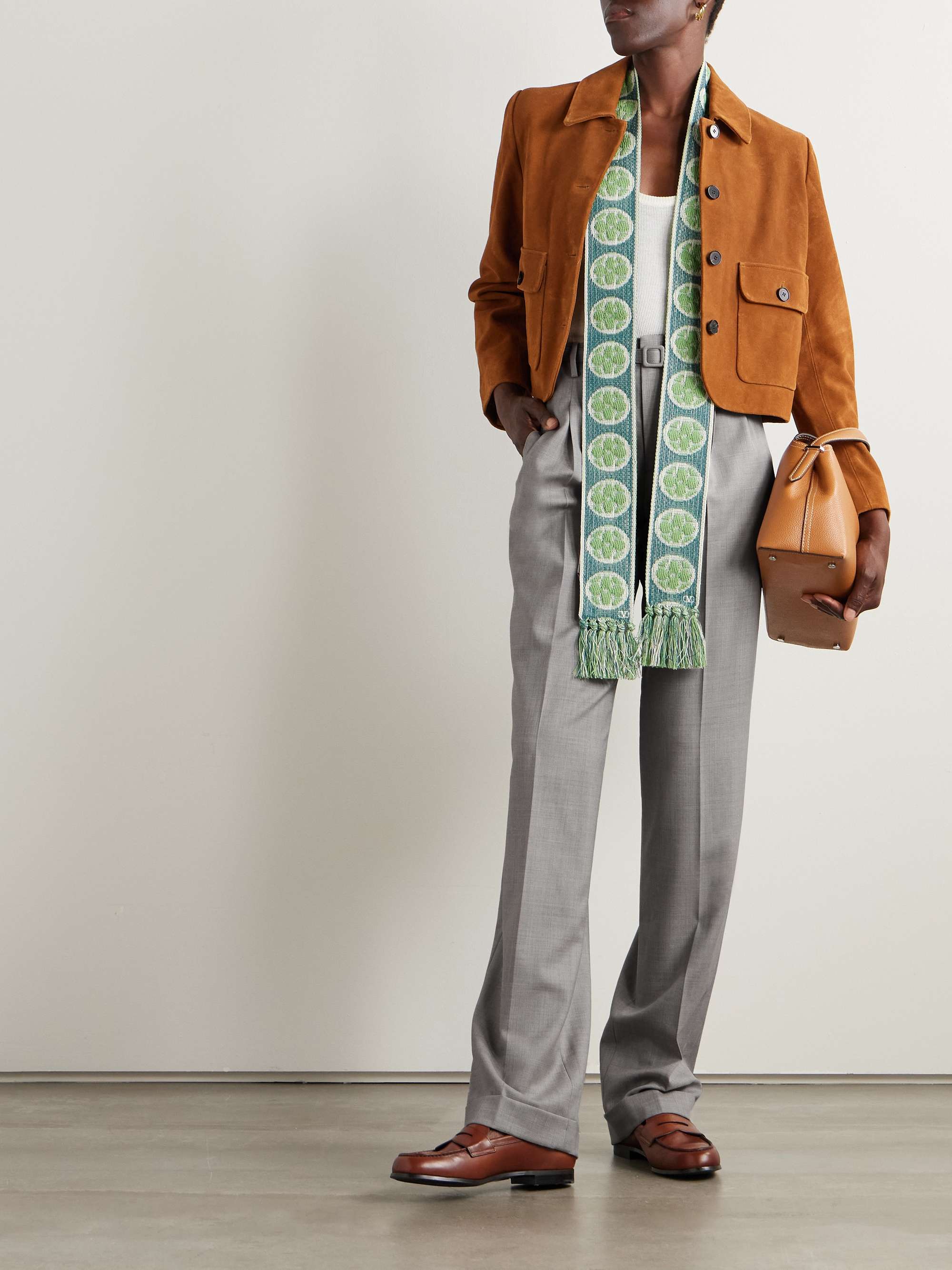 Stamford pleated wool straight-leg pants view