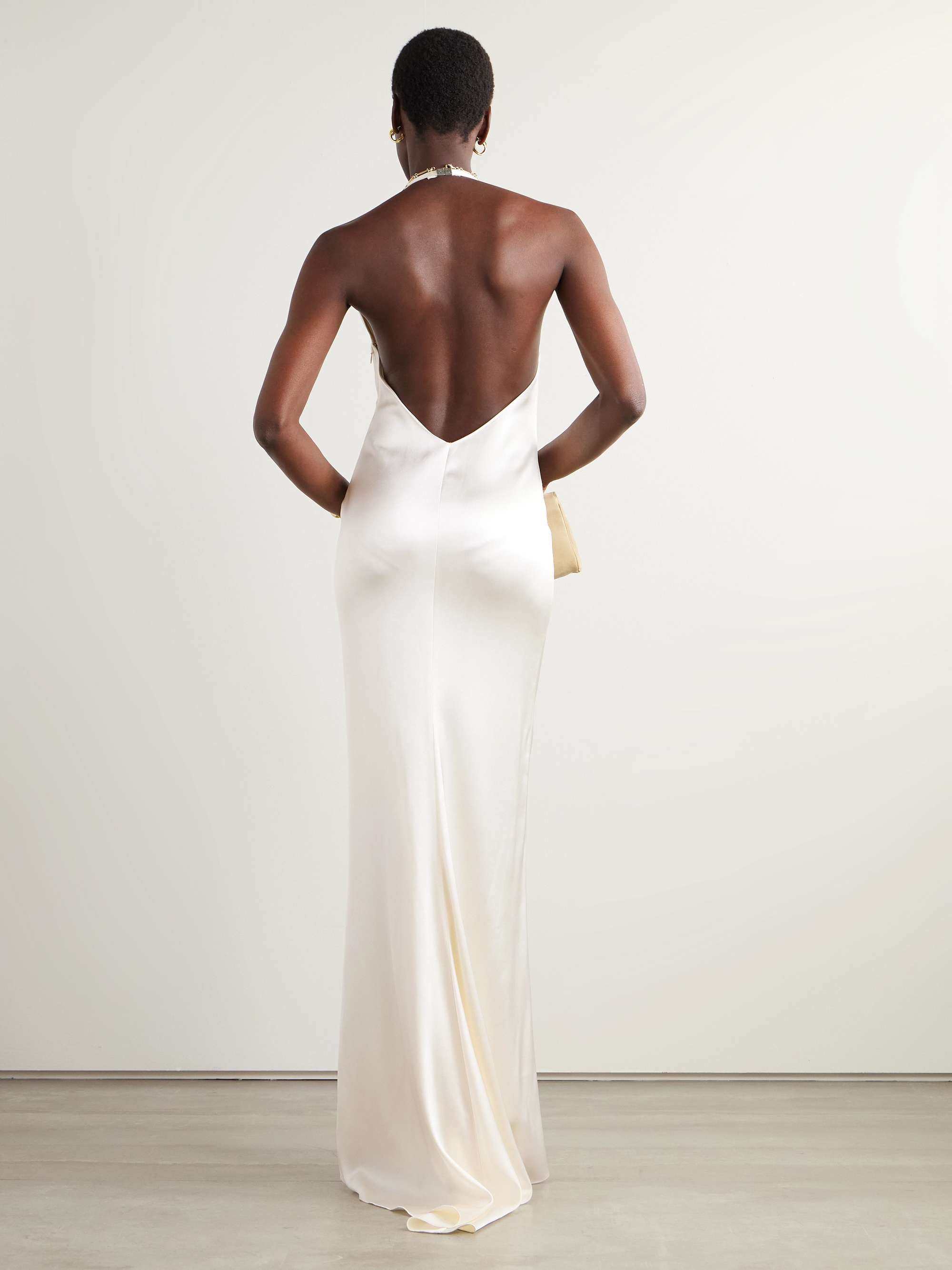 Cladwell open-back satin halterneck gown view