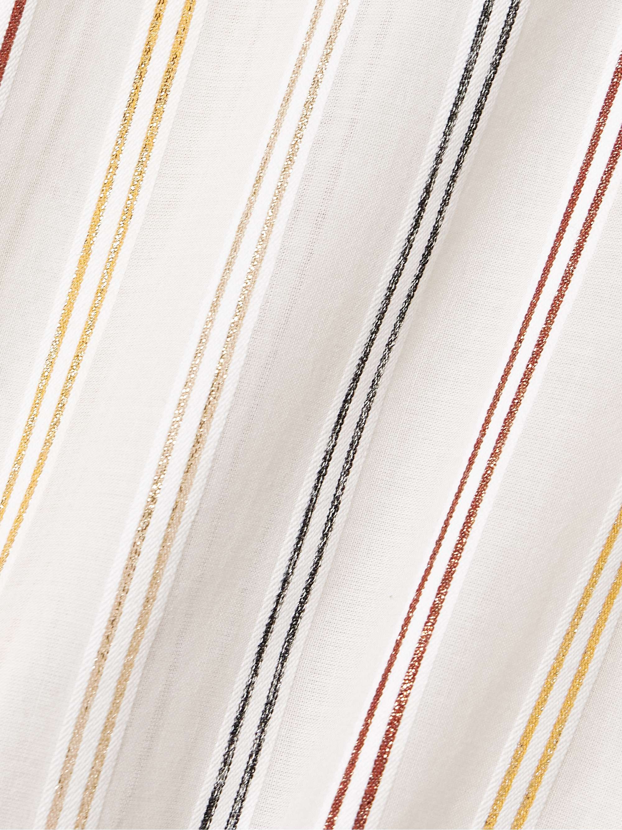 Irisée El Dorado cropped metallic striped cotton-blend voile top view