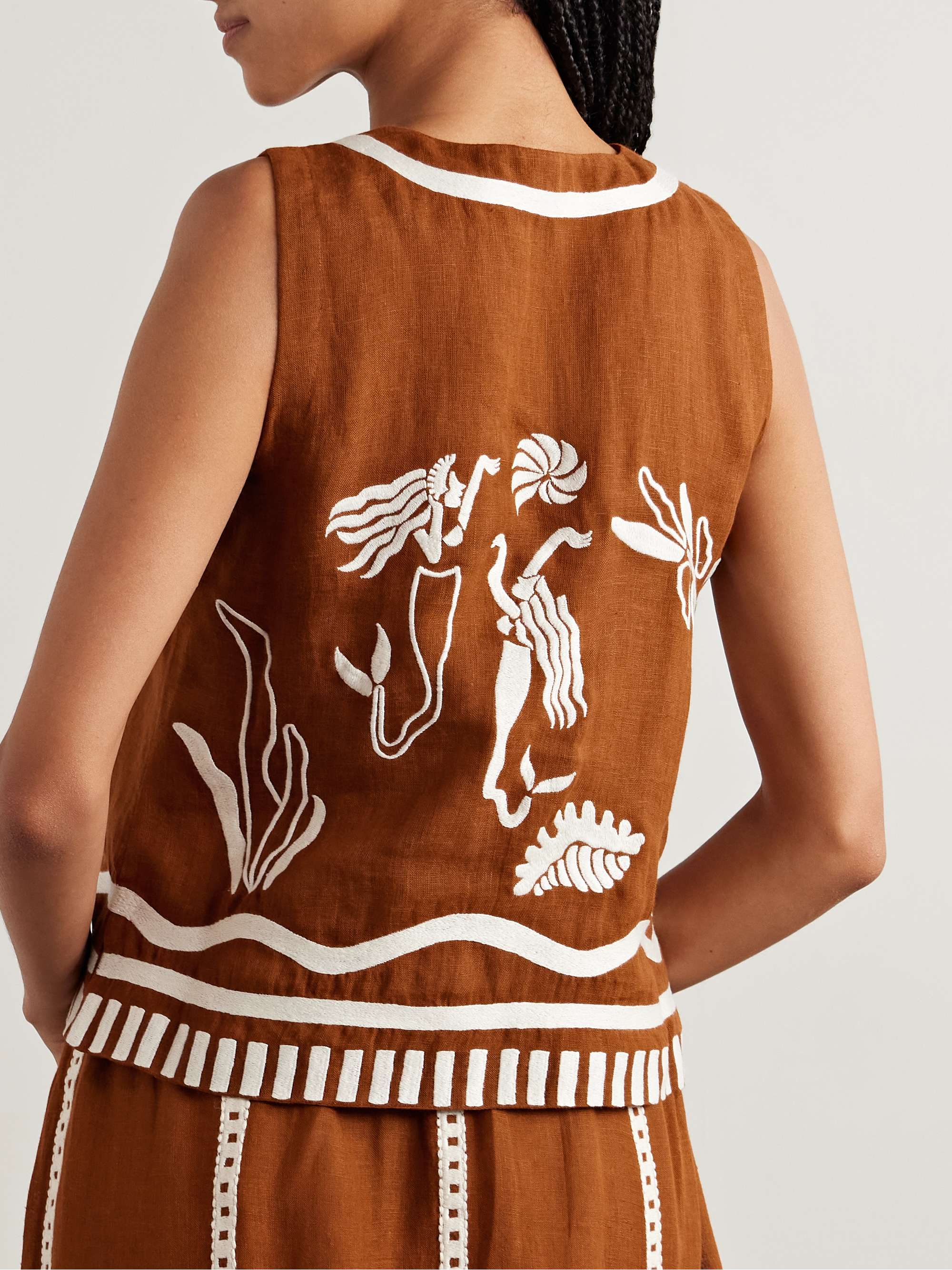Mermaid Oursin embroidered linen vest view