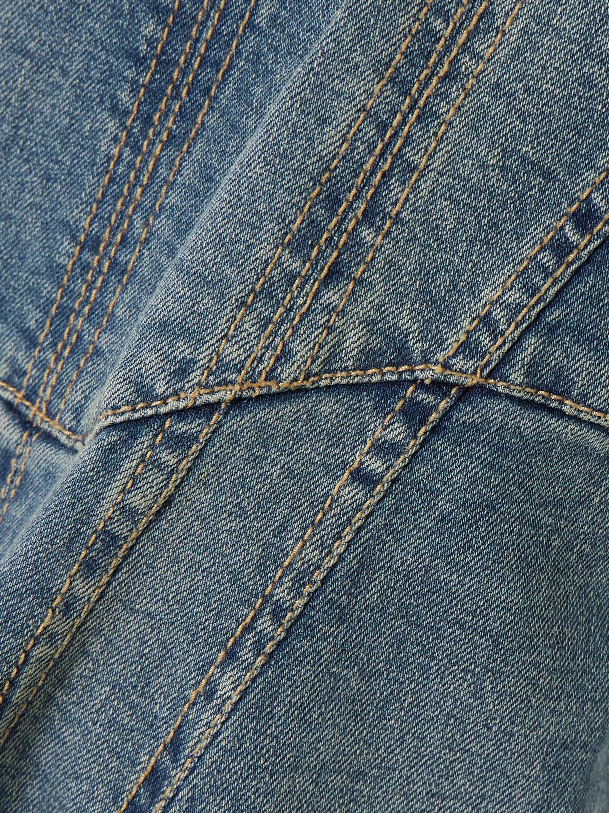 Paneled denim midi dress view