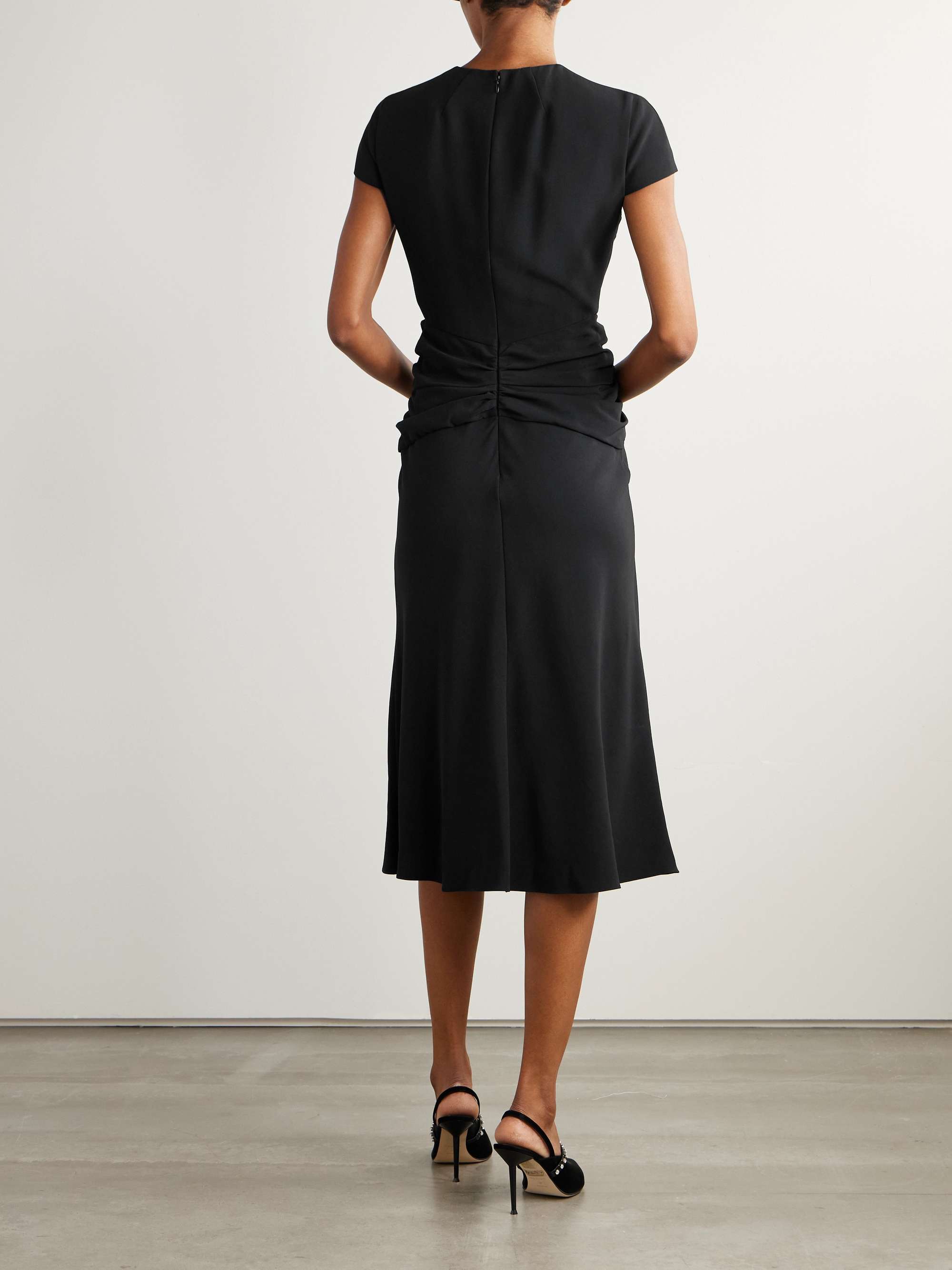 Twist-front draped crepe midi dress view