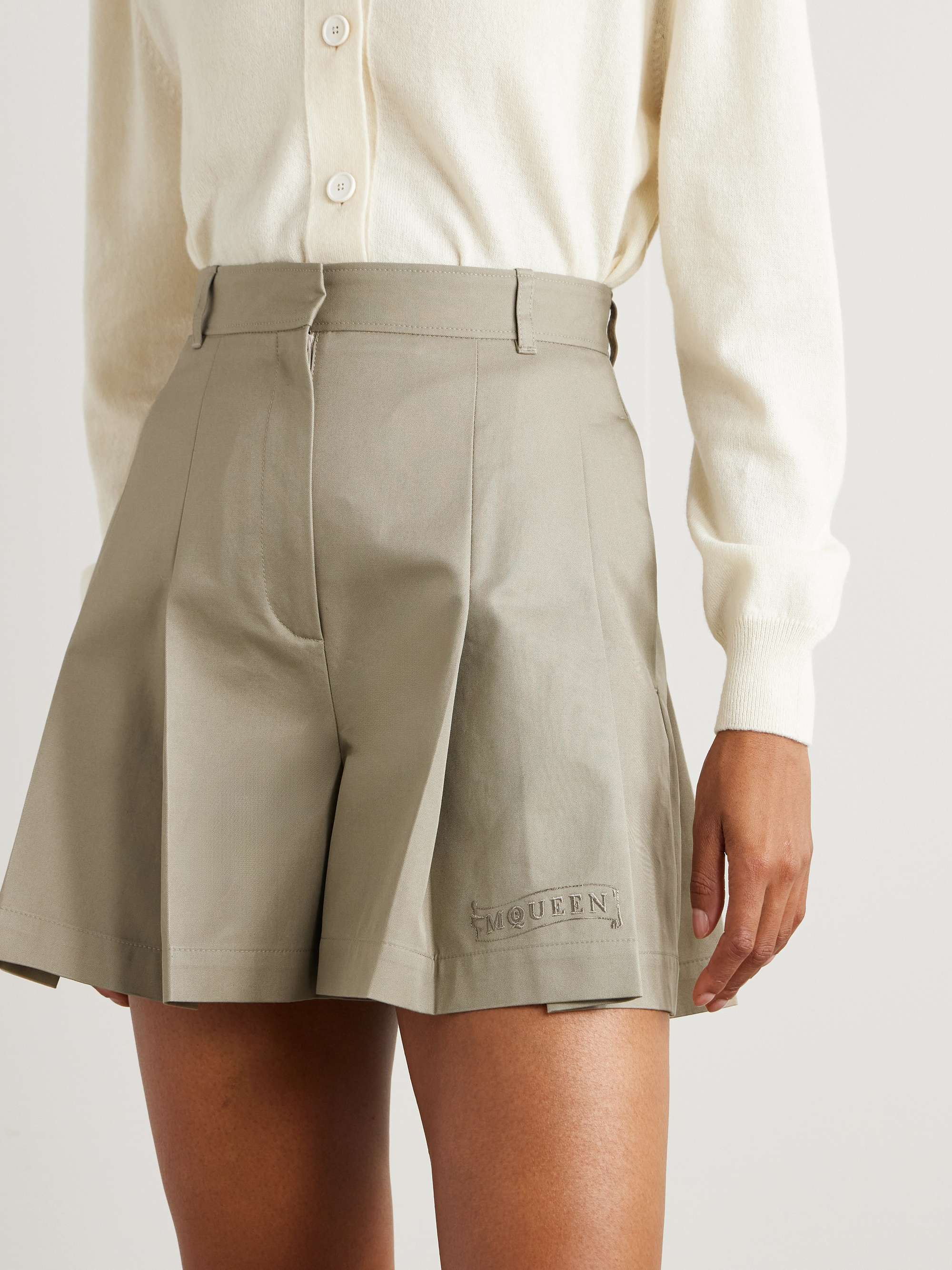 Pleated cotton-gabardine shorts view