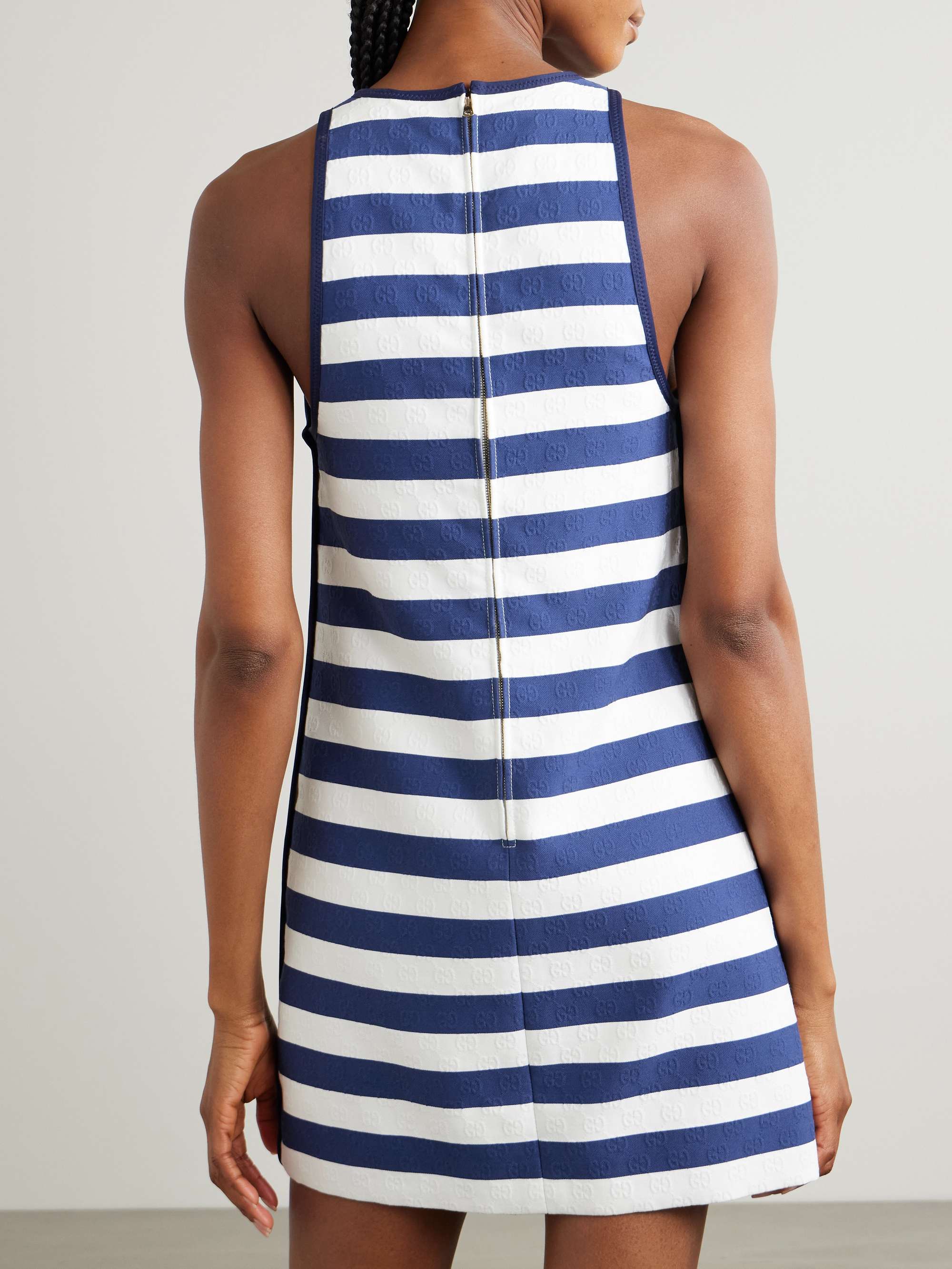 Striped embossed cotton-blend twill mini dress view