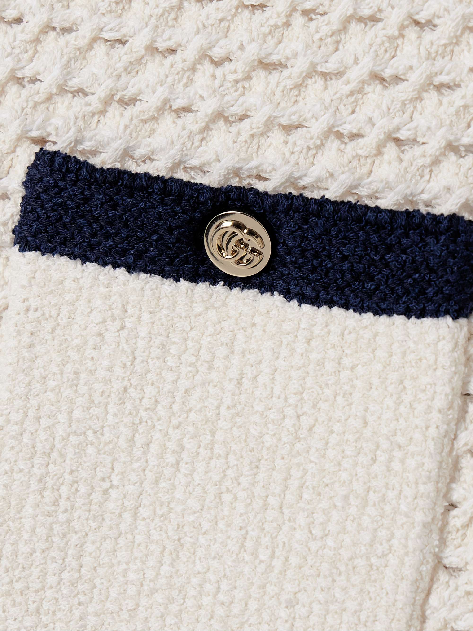Button-detailed two-tone crocheted cotton-blend mini skirt view