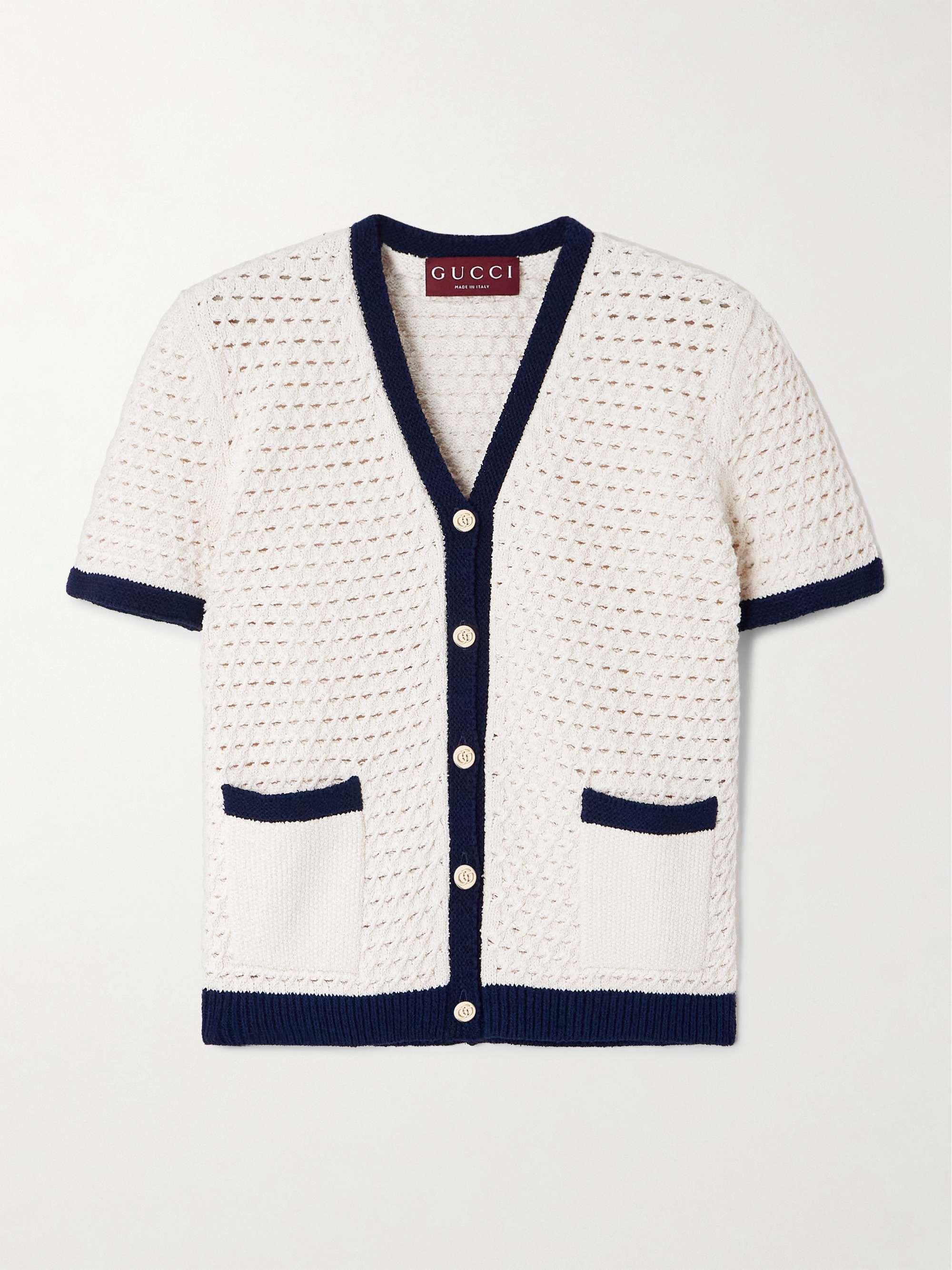 Crocheted cotton-blend cardigan view